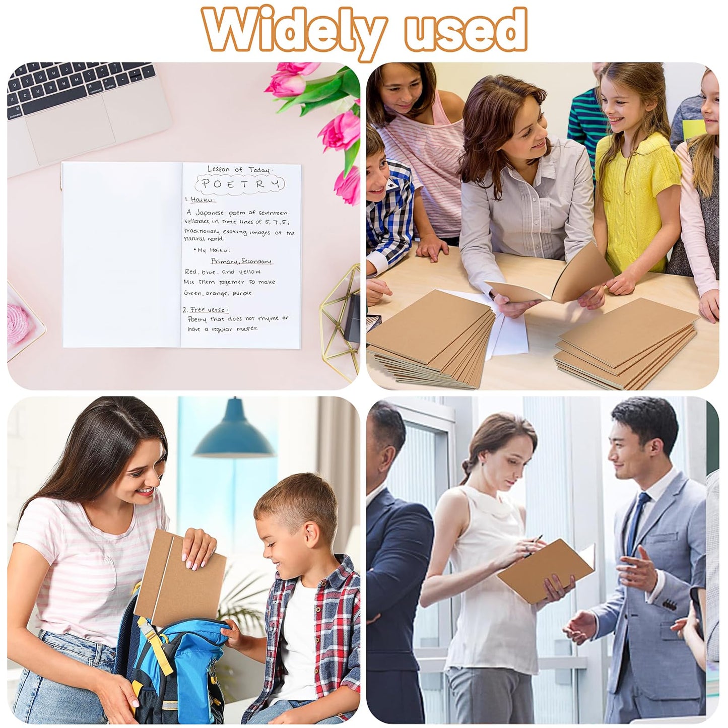 50 Pack A5 Kraft Notebooks, 8.3 x 5.5 Inch Journal Notebook Bulk Blank Paper Sketchbooks, Kraft Composition Notepad Travel Notebook Journals for Office School Supplies (60 Pages, 30 Sheets)