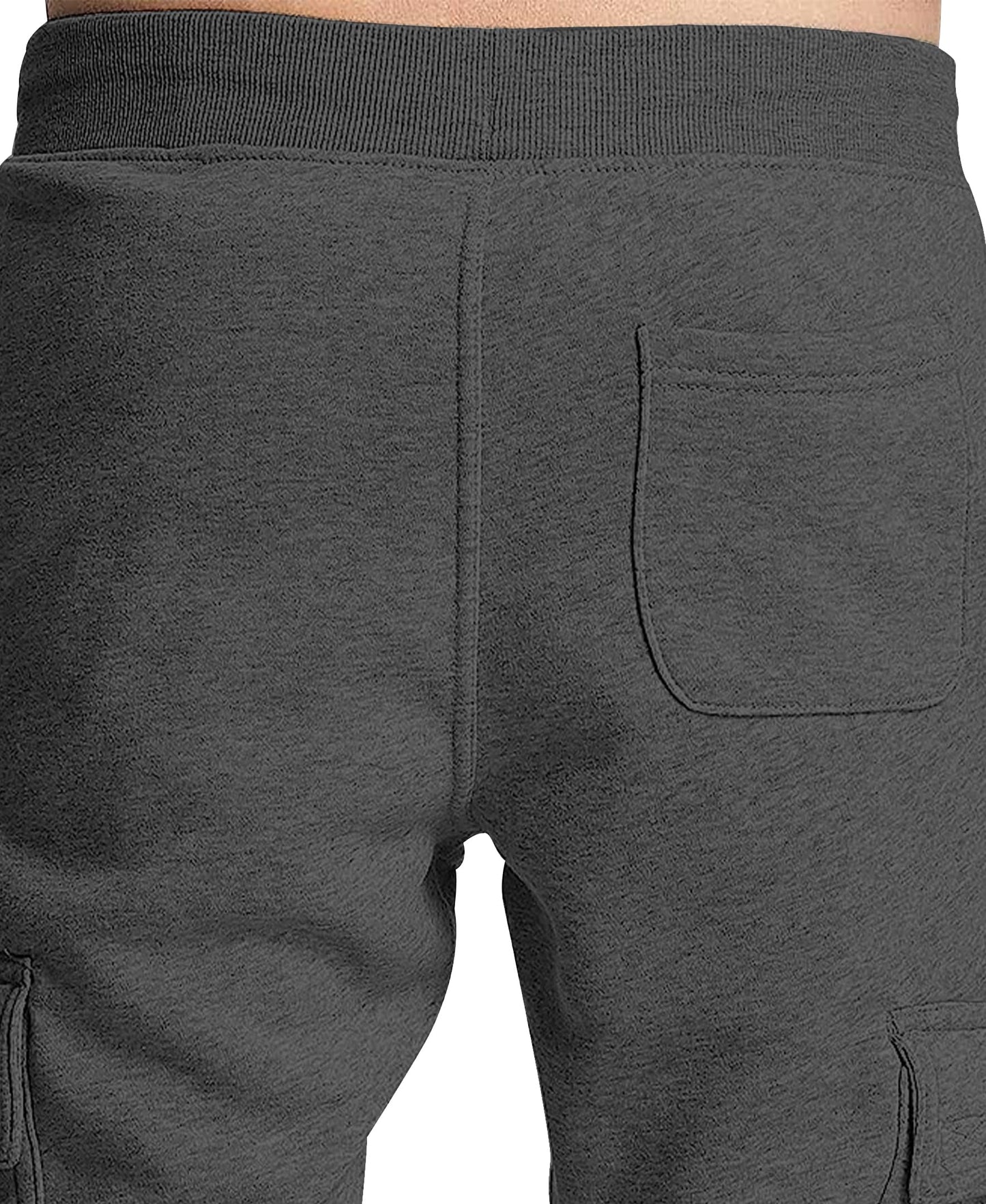 Southpole Men's Active Basic Jogger Fleece Cargo Pants, Heather Charcoal, Large