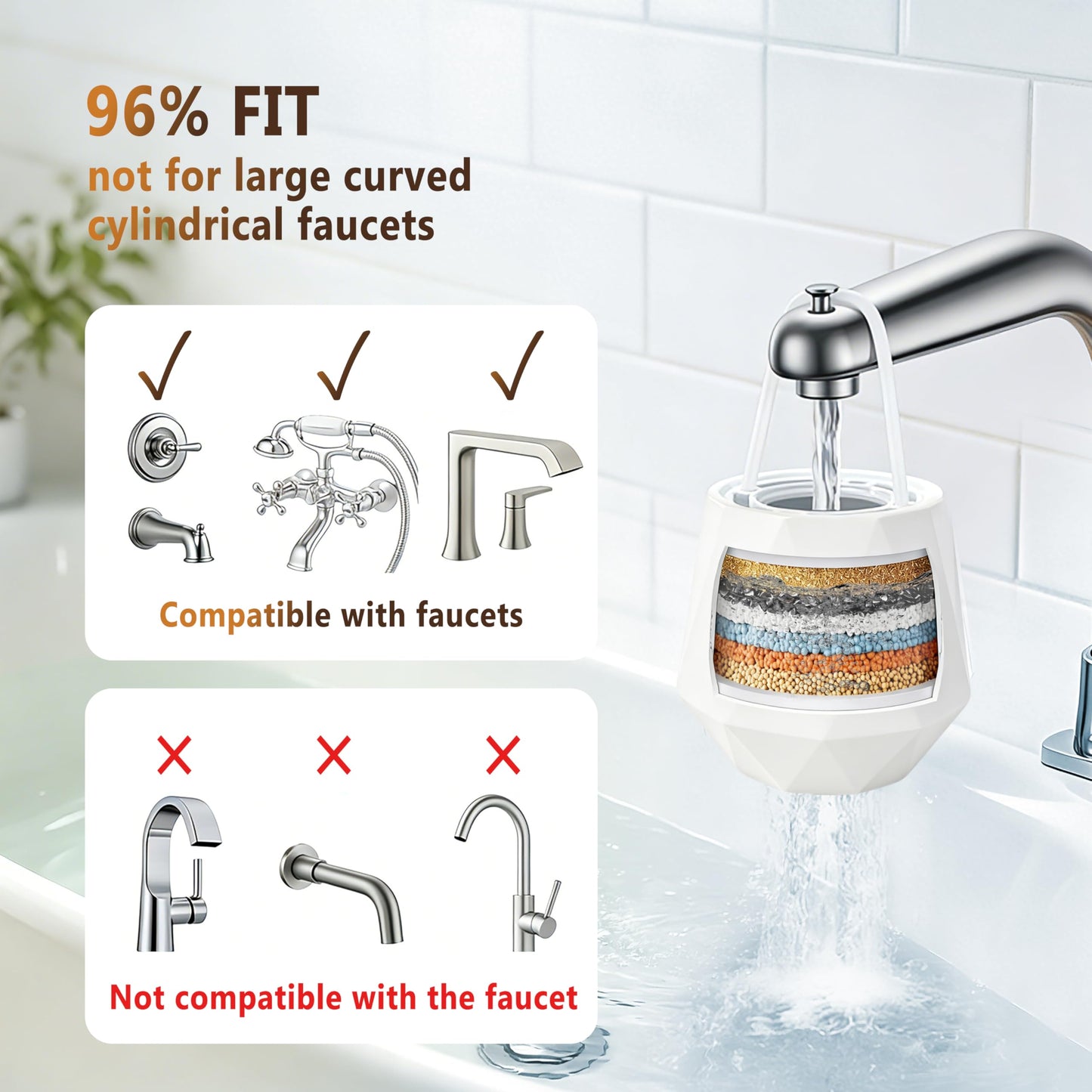 5.0 New Upgraded Bath Filter for tub | Haycarb Activated Carbon | UF Membrane | Removes 99% of Chlorine | Bath Water Filter softens Hard Water Benefits Skin and Hair Health Installs in 3 Seconds