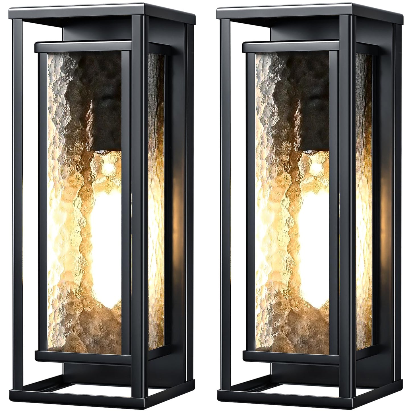 YSN 16" Large Outdoor Wall Lights 2 Pack, Modern Outdoor Light Fixtures Wall Mount, Black Exterior Sconce Outside Porch Lights, Waterproof Outside Lights for House Porch Garage