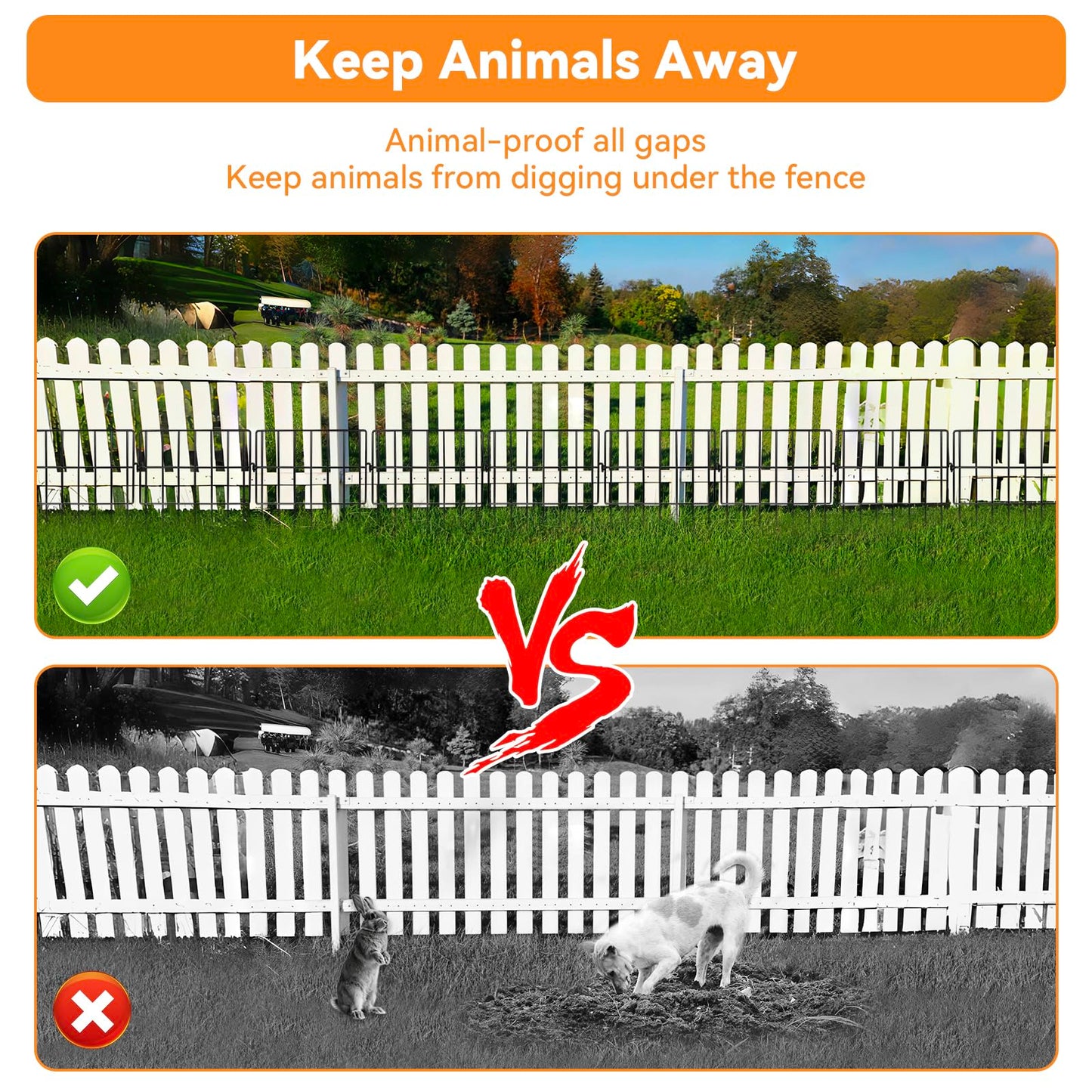 25 Pack Animal Barrier Fence No Dig Garden Defense, 13in(H) x 25ft(L) Rabbit Proof Garden Fencing with 1.2in Gaps, Metal Rabbit Fence for Garden, Dog Blocker Under Barriers