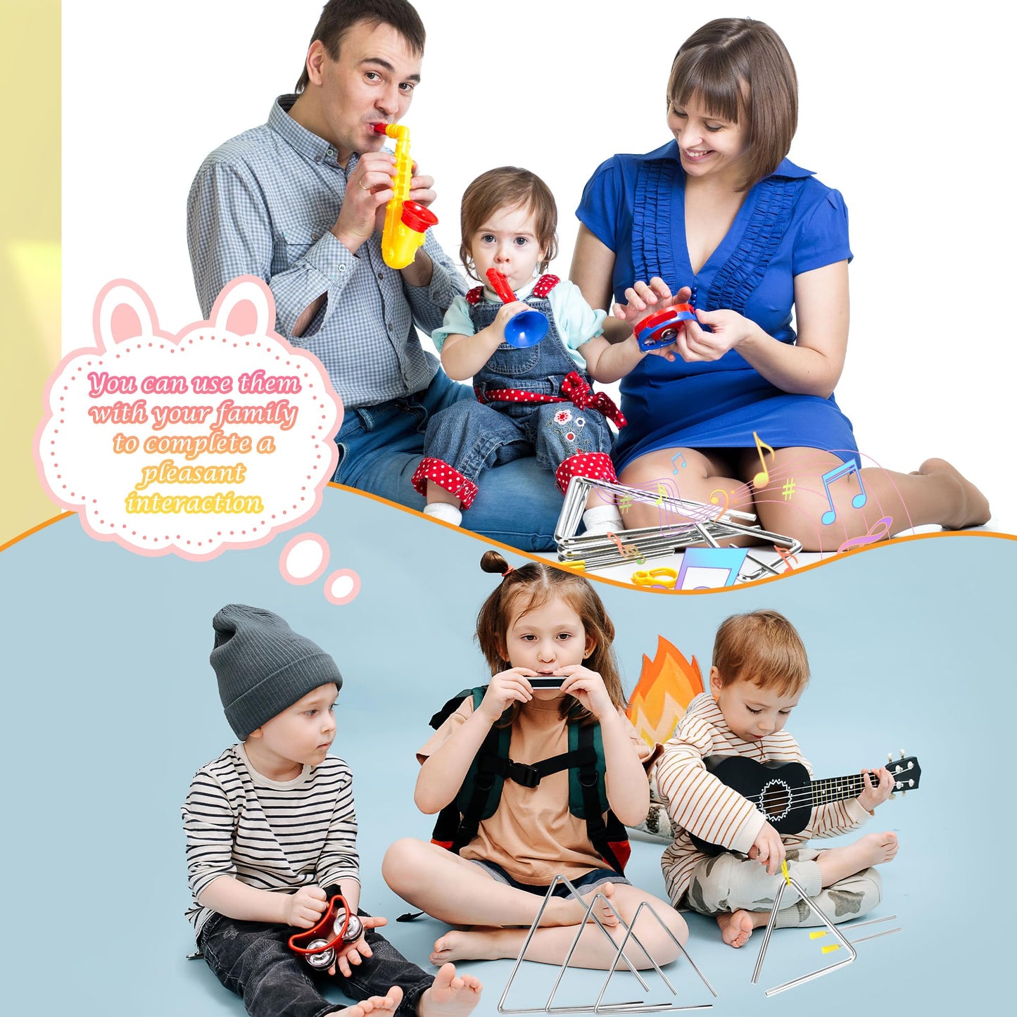 14 Pcs Triangle Percussion Instrument Set 4 5 6 7 8 9 10 Inch Triangle Musical Instrument with Striker Steel Hand Triangles for Kids Adults Rhythm Music Learning and Teaching