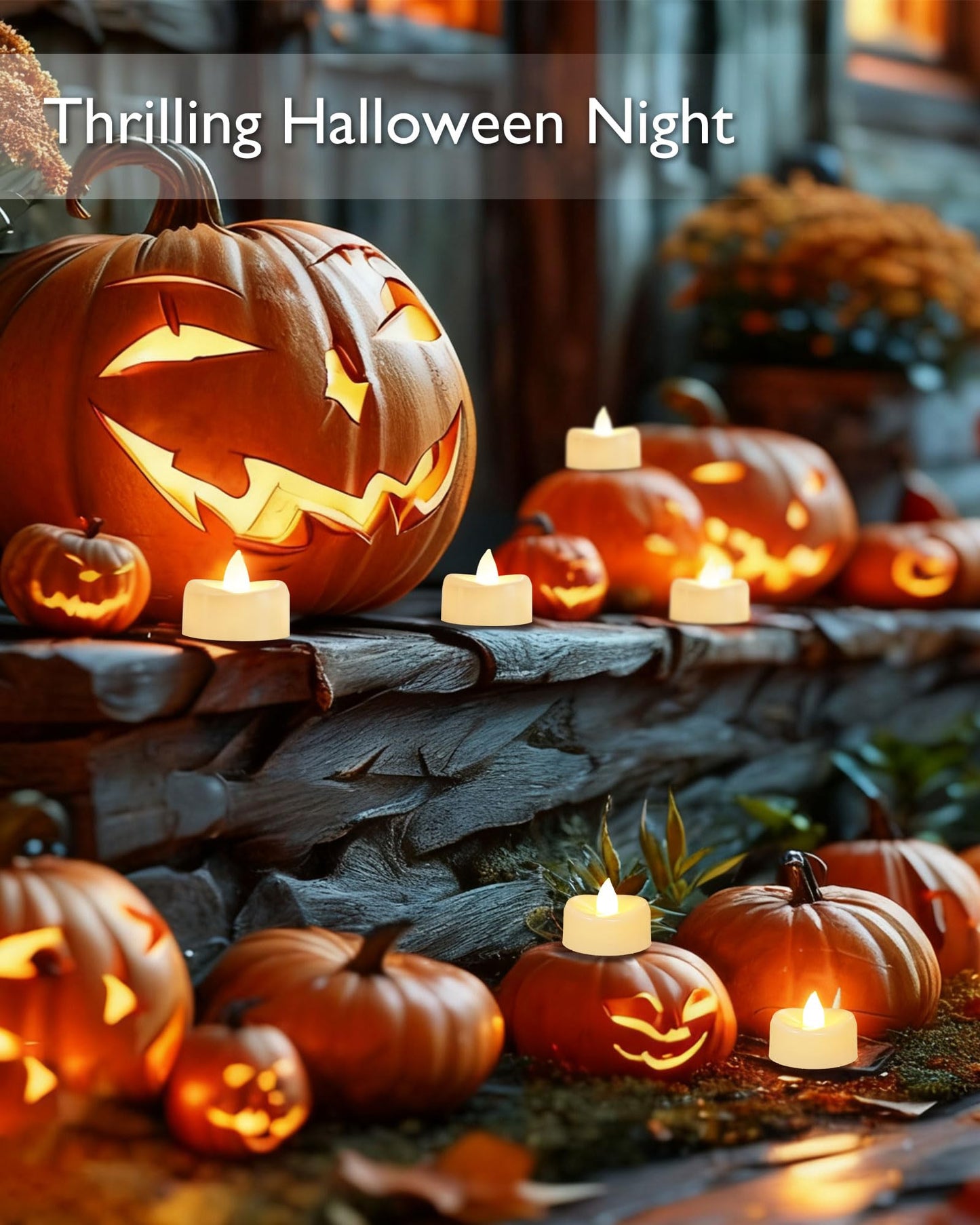 AMAGIC Battery Flameless Warm White Tealight 50 Pack Fake Elecreic Realistic Bright Candles Last 100+ Hours, for Christmas Decoration, Romantic Nights, Table Centerpiece, Diwali