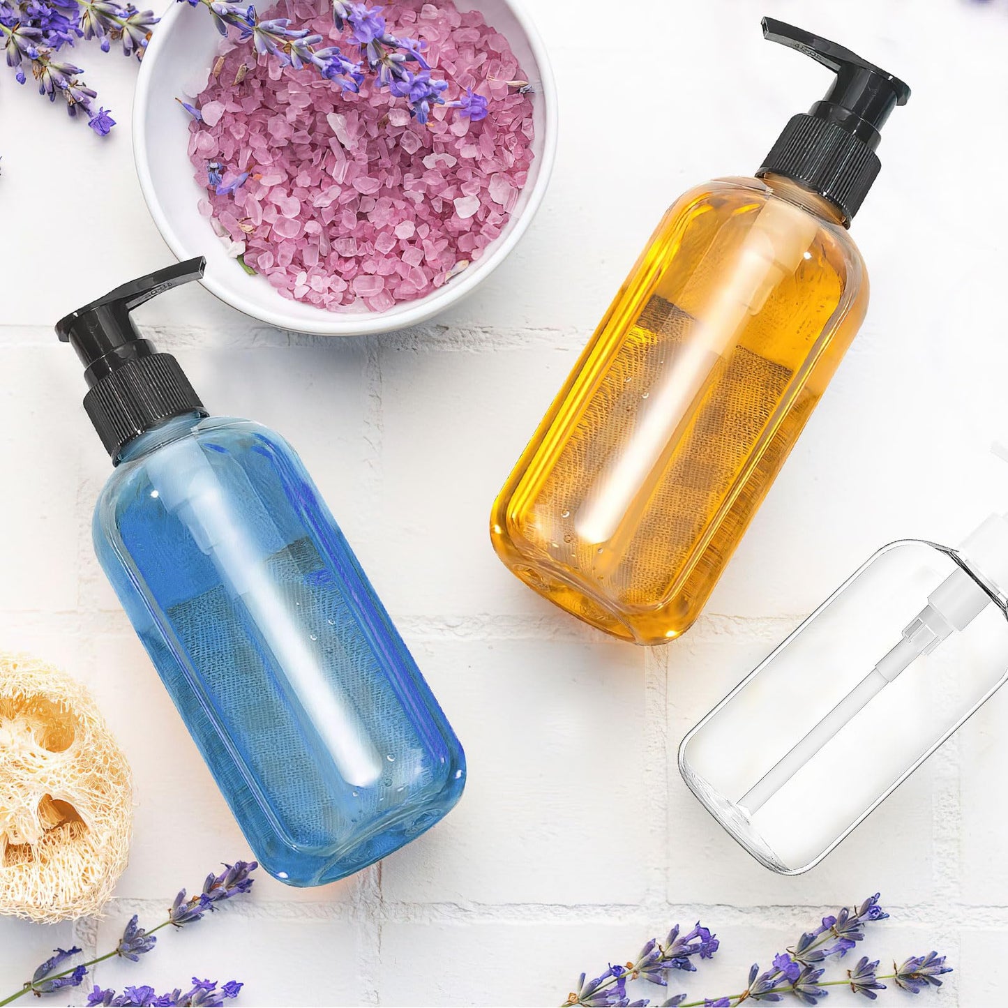 30 Pack 8 oz Clear Empty Lotion Bottles Plastic Pump Bottles Hand Dish Dispenser Round Bottles Containers Refillable Container Black White Pumping for Shampoo Conditioner Body Wash Cream Liquid Soap