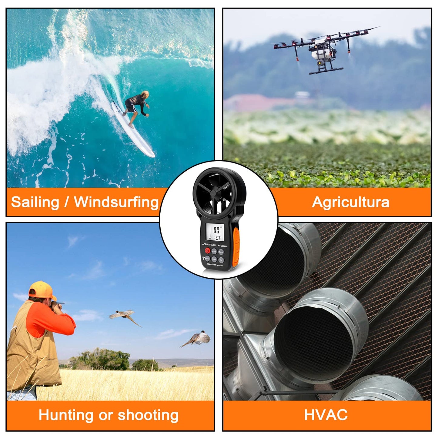 Digital Anemometer Barometer AP-007WM Altimeter Gauge, Handheld Anemometer for Wind Speed/Temperature with Wind Chill & Relative Humidity, Altitude, Barometric Pressure measure for HVAC CFM Shooting