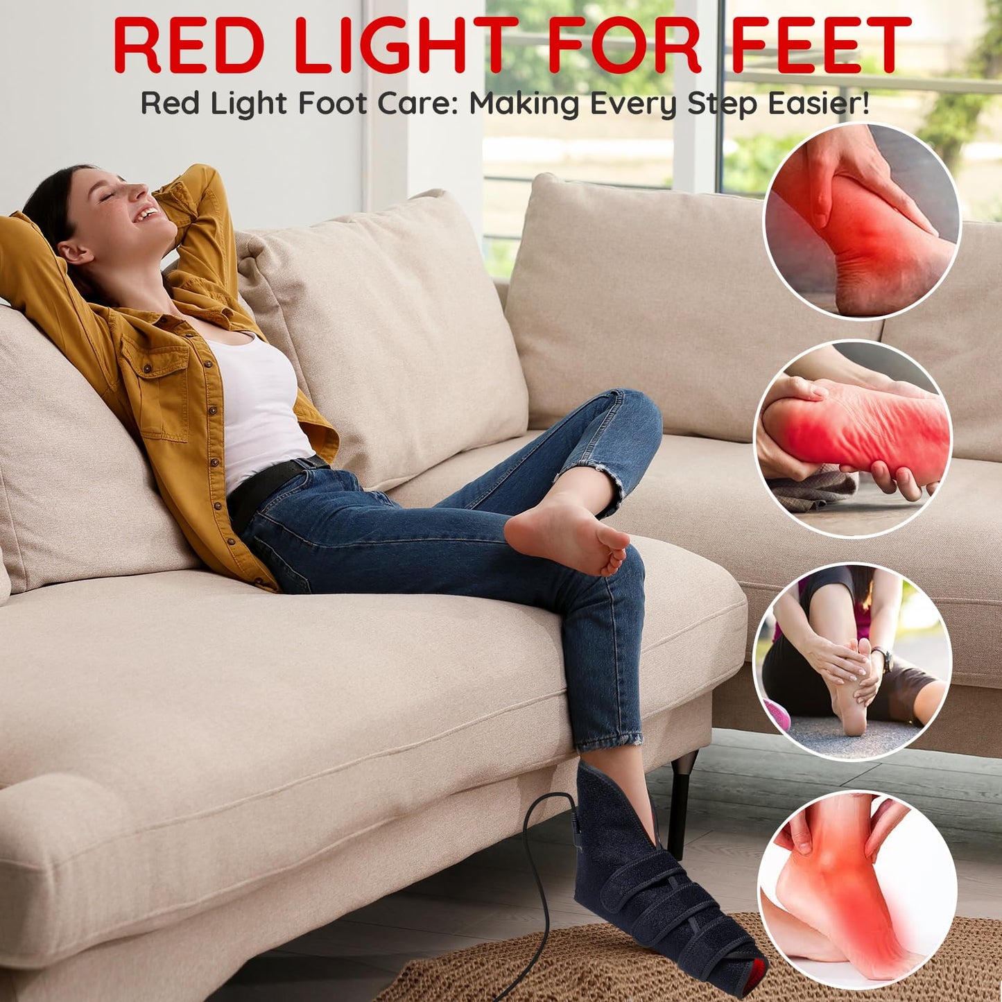 3-in-1 Chip 165 LEDs Red Light Shoe with Timer and PVC Film for Home/Office Use with No Case (1 PCS Single)