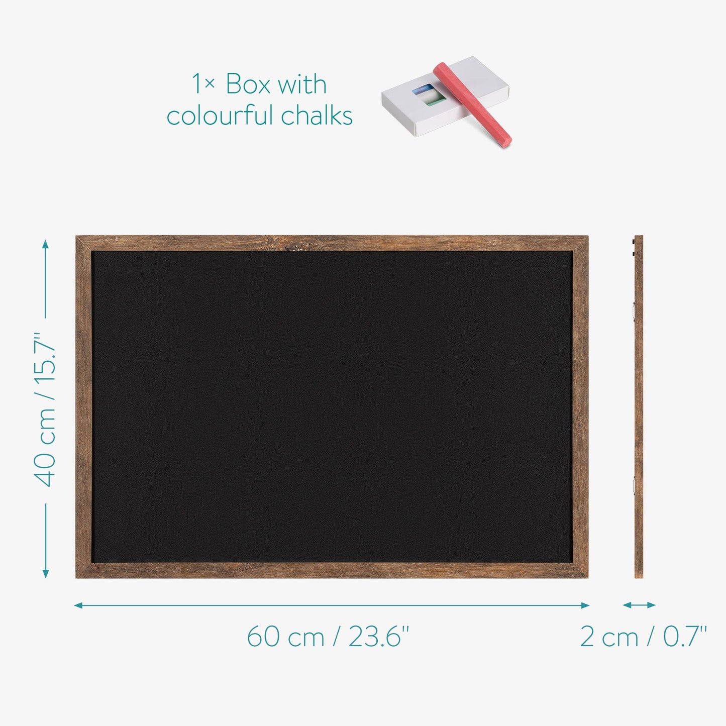 Navaris Framed Chalkboard for Wall - 16" x 24" MDF Frame Chalk Board for Walls - Kitchen Menu Kids Office Blackboard - Hang Horizontal or Vertical