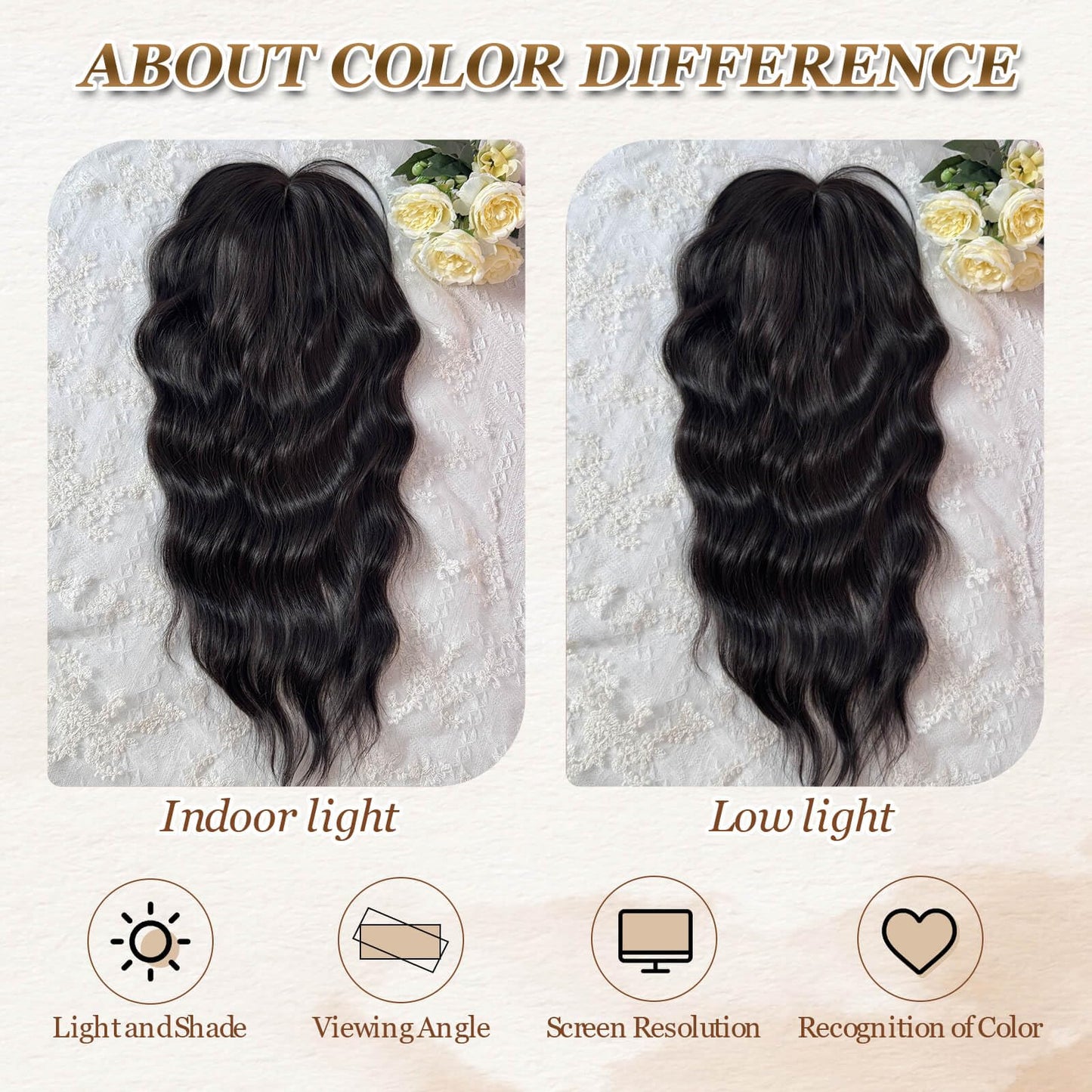 MORICHY 20 Inch Black Brown Long Curly Wavy Synthetic Hair Topper for Women with Bangs Clip in Hair Clip for Women