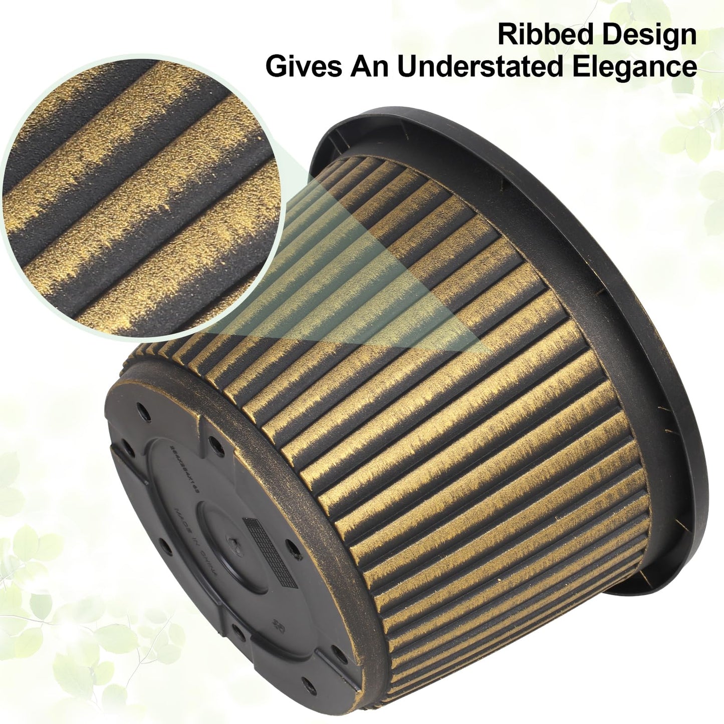 10 Inch Planter-Pots-for-Plants-Indoor-Outdoor, 4 Pack Plastic Flower Pots with Saucer & Drainage Holes, Modern Decorative Resin Garden Pots for Planting Medium Large Plants