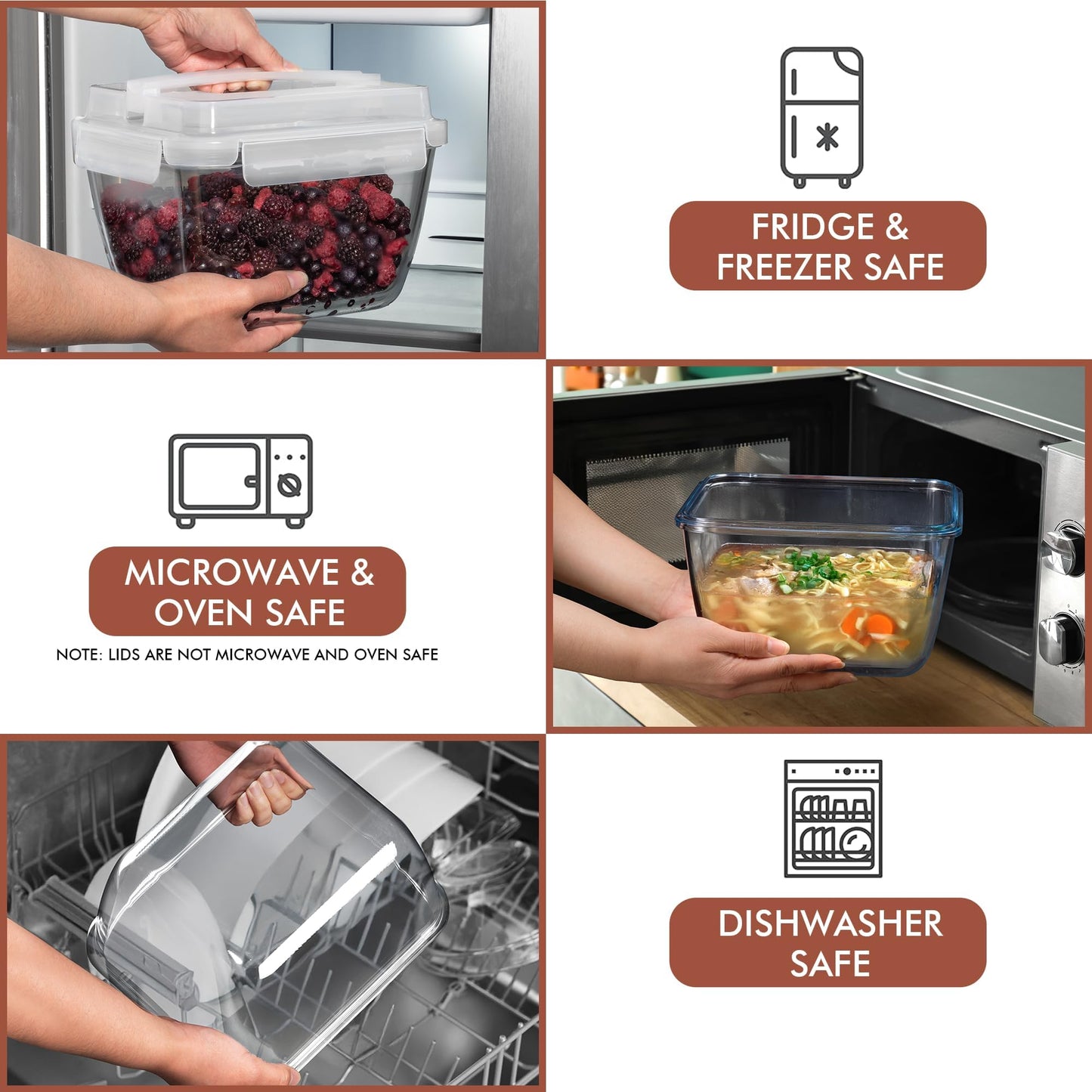 Razab 17 Cups / 132 Oz / 3900ml Large Glass Container Food Storage with Lids - Leakproof, BPA-Free Large Meal Prep Container Ideal for Roasting Turkey, Store Leftover - Microwave & Oven Safe