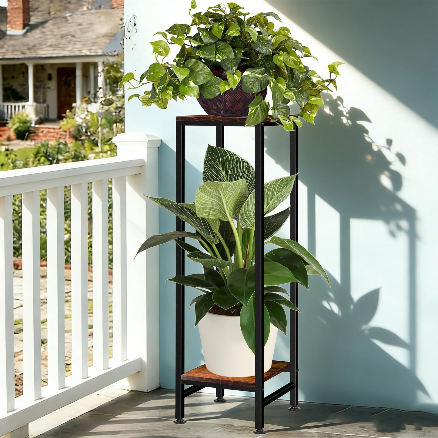 Plant Stand Indoor, 41" Extra Tall Plant Stand for Indoor Outdoor Plants Heavy Duty Metal Pedestal Stand 2 Tier Flower Pot Stand Modern Plant Holder for Bedroom Living Room Balcony Patio