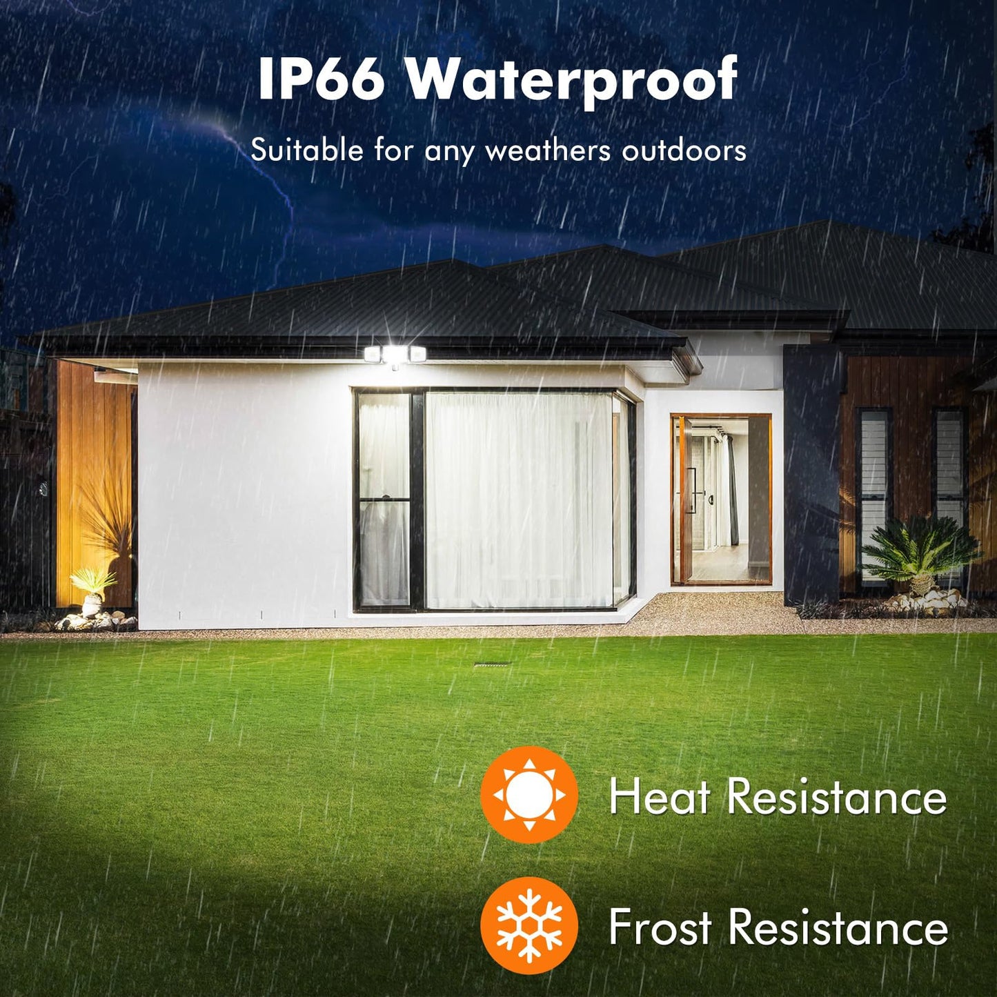 MEIHUA 70W LED Security Lights Motion Sensor Light Outdoor, 6800LM 6500K Daylight Outdoor Flood Lights with Remote Control, IP66 Waterproof Wall Mount Security Light for Garage Porch Backyard