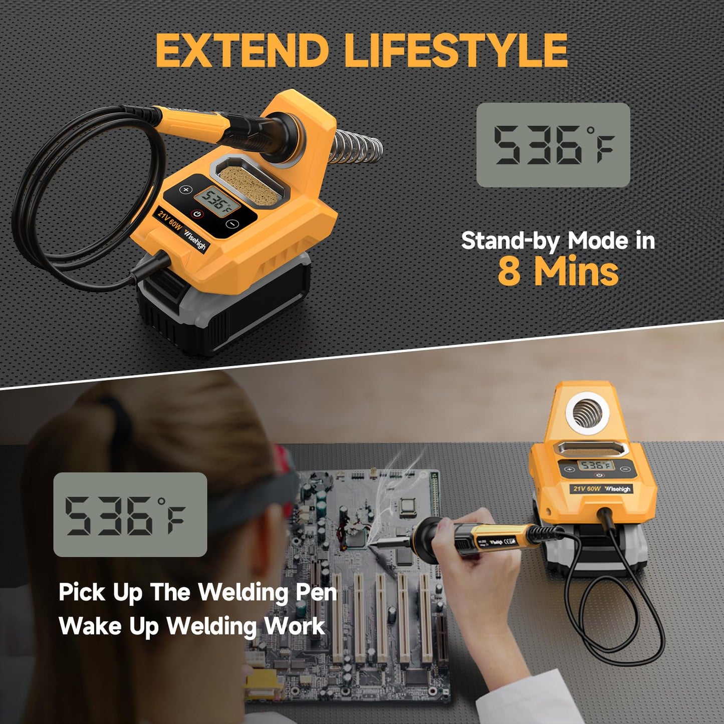Cordless Soldering Station for Dewalt 20V Max Battery - Electric Digital LCD Display Soldering Iron Station Fast Heating Up Soldering Station for DIY, Appliance Repair (Battery Not Included)