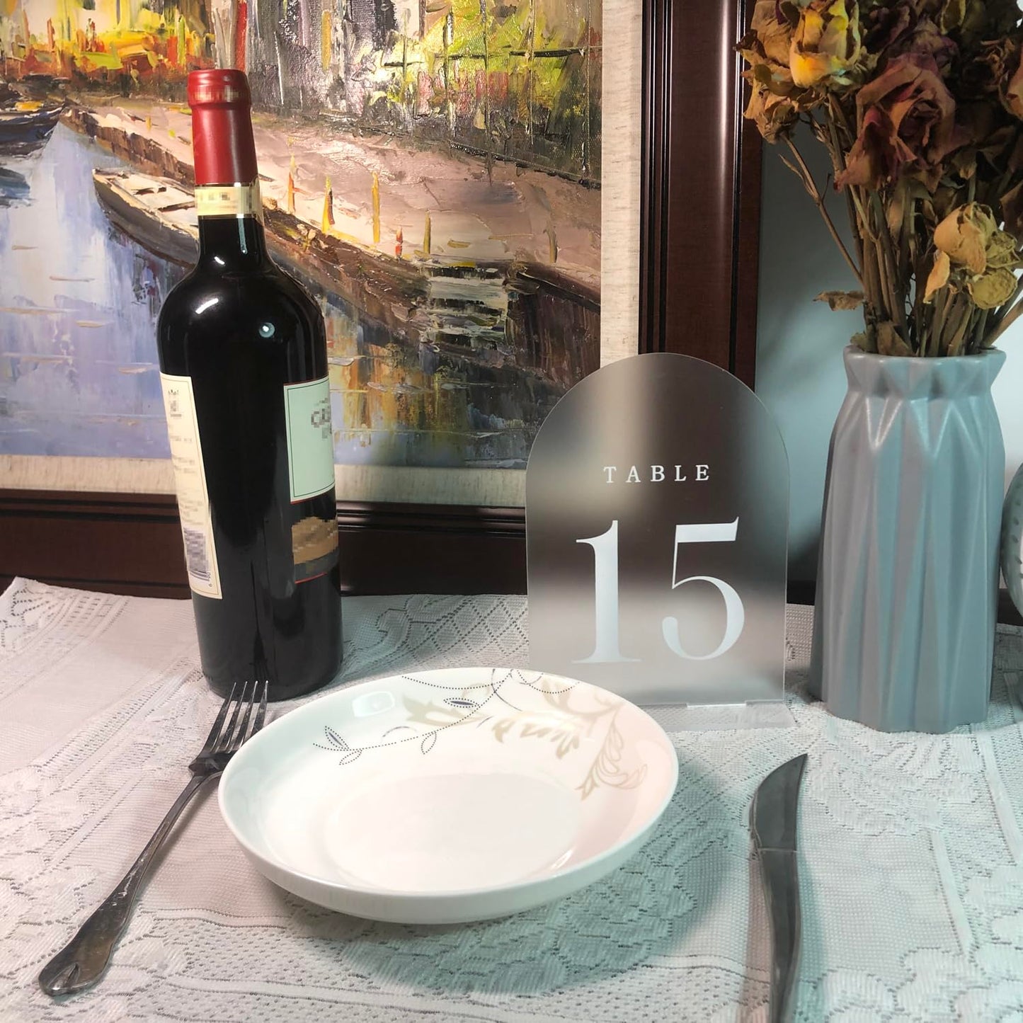 1-30 Wedding Table Numbers,Acrylic Table Numbers for Wedding Reception, 5x7Inch Acrylic Mirror Table Numbers with Stand, Frosted Arch Wedding Table Numbers with Holders, Perfect for Centerpiece,