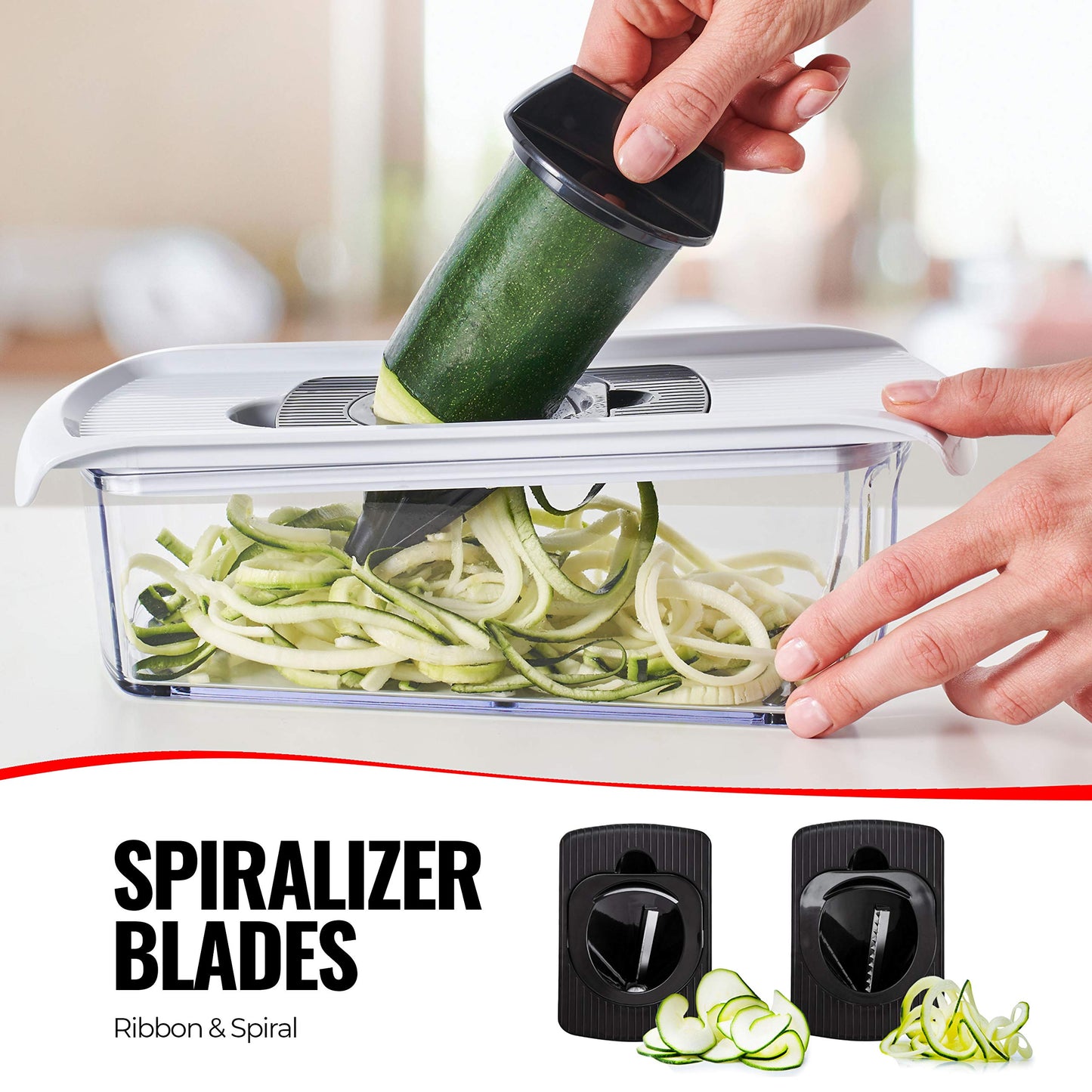 Fullstar Mandoline Slicer for Kitchen - Vegetable Slicer Spiralizer & Julienne Cutter for Veggie Cucumber Onion Potato Carrot - Cheese Grater - Kitchen Essentials Tools & Gadgets (PRO 11-in-1, White)