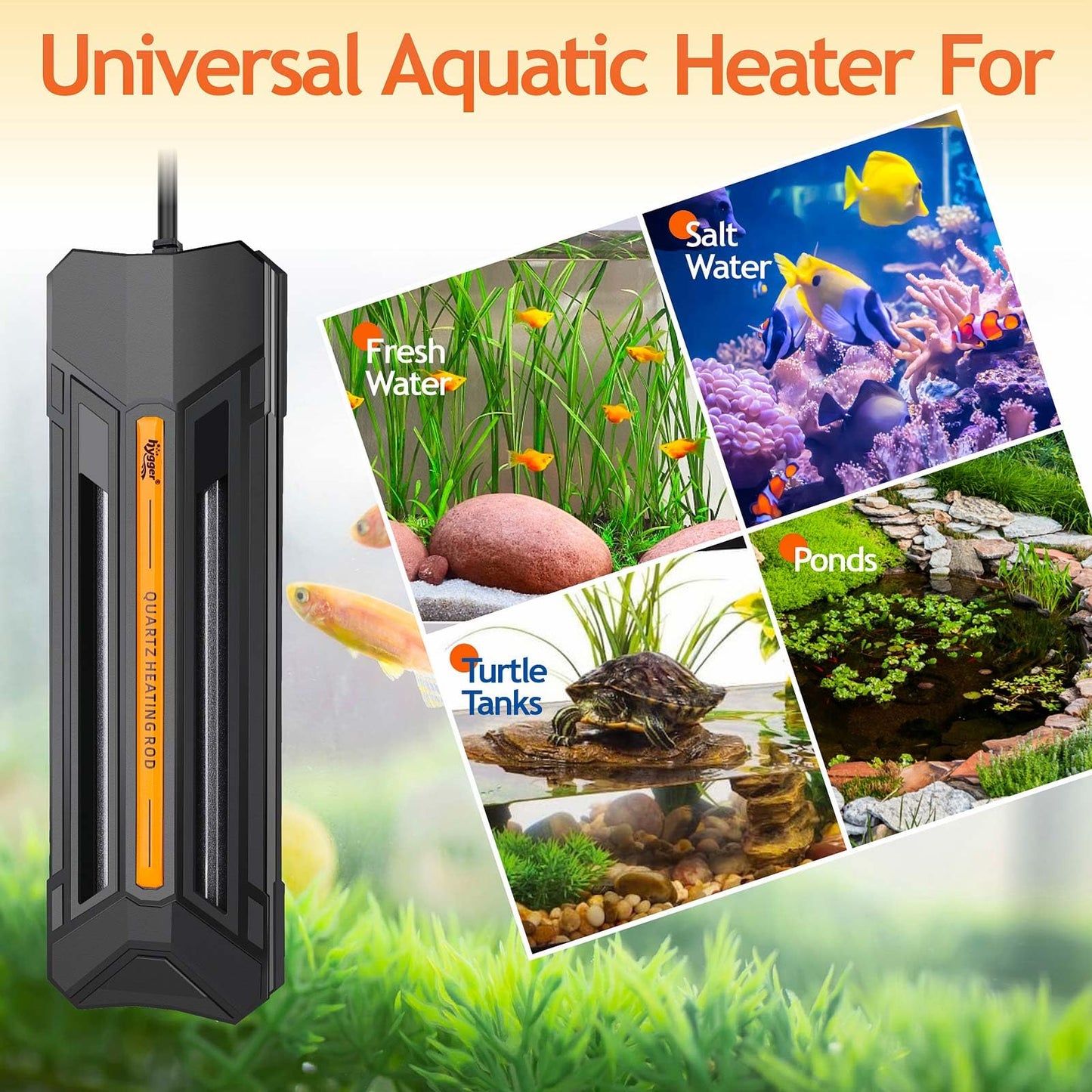 hygger Submersible Fish Tank Aquarium Heater 500W with Digital Display, Adjustable Temperature, Triple Protection, Beeping Alarm for Saltwater, Freshwater, Turtle Tanks & Ponds