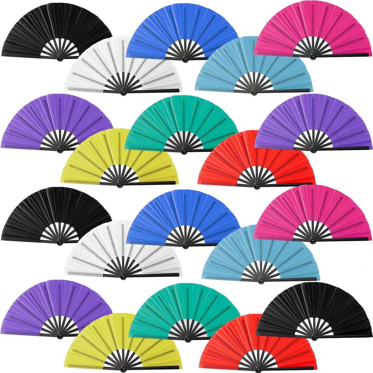 20 Pcs Hand Fans for Line Dancing Bulk, Chinese Kung Fu Tai Chi Hand Fans for Women Foldable for Festival Dance Party (Mix Color, Random)