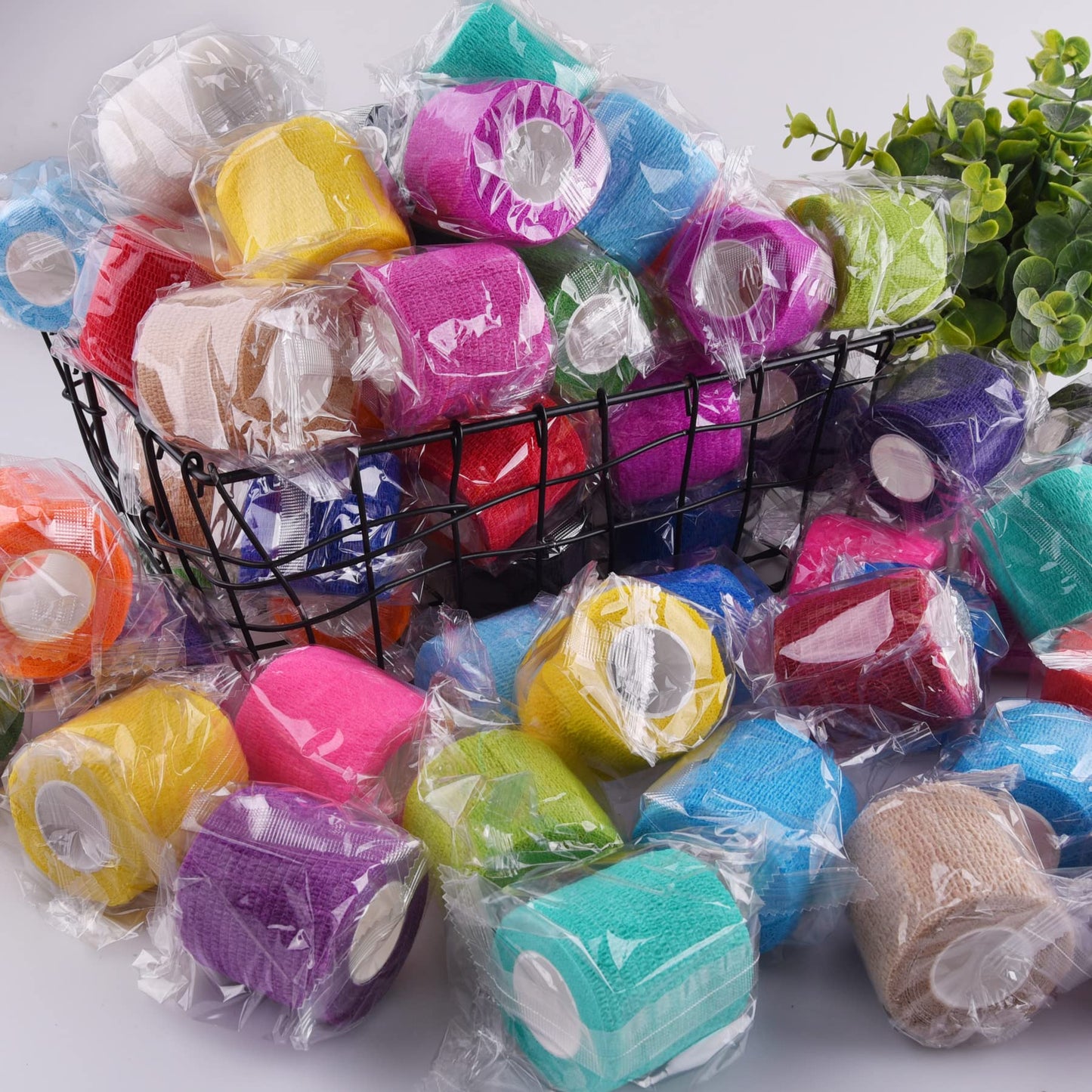 BQTQ 72 Rolls Self Adherent Bandage Cohesive Wrap Athletic Tape 2" x 5 Yards Breathable Stretch Wrap Sports wrap Cohesive Bandage Tape Roll for Ankle Sprains & Swelling,Human, Animals(Rich Color)