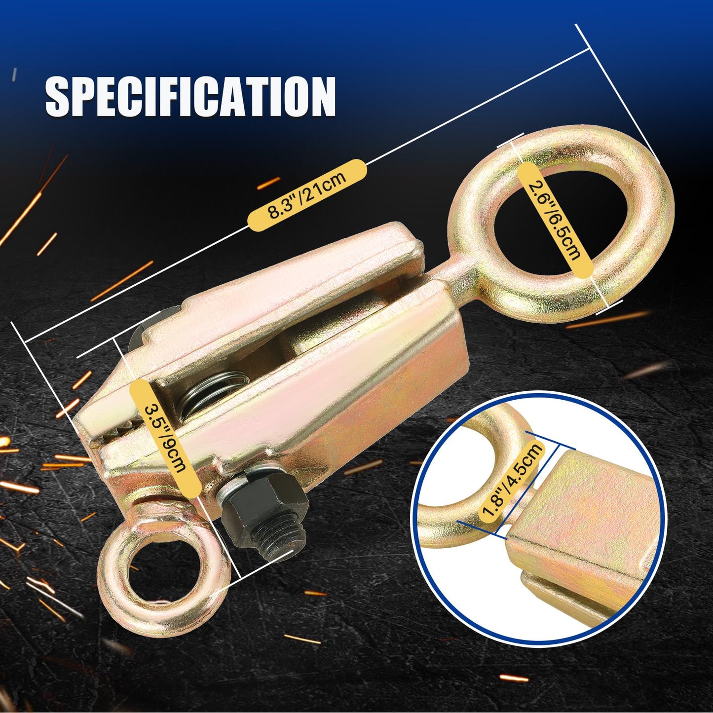 MYFULLY 5 Ton 2-Way Auto Body Repair Pull Clamp Heavy-Duty Self-Tightening Frame & Sheet Metal Repair Tool with Anti-Rust Grips Collision Repair Clamp for Top & Straight Pulling
