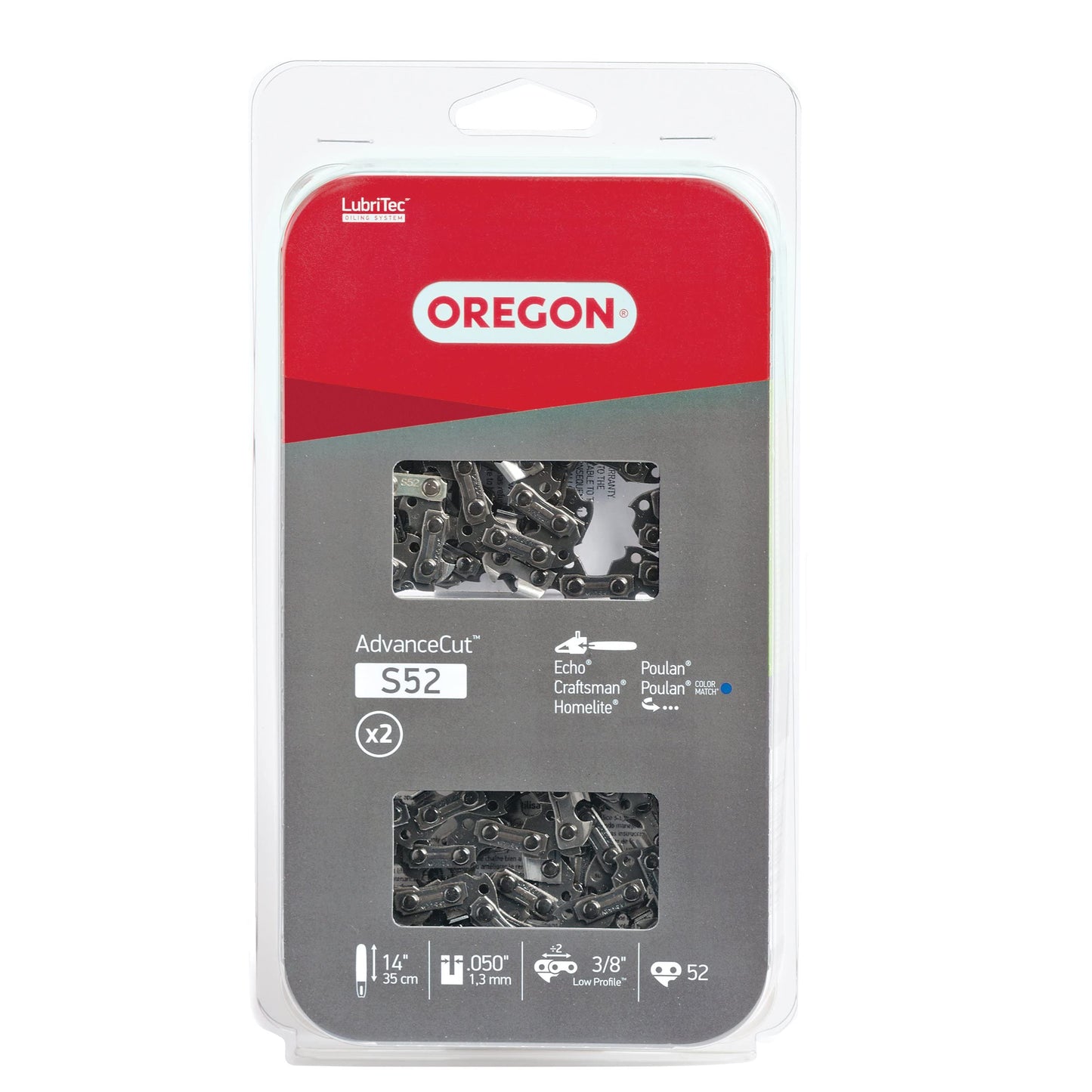 Oregon S52T 2-Pack AdvanceCut 14-Inch Chainsaw Chain Fits Craftsman, Echo, Homelite, Poulan