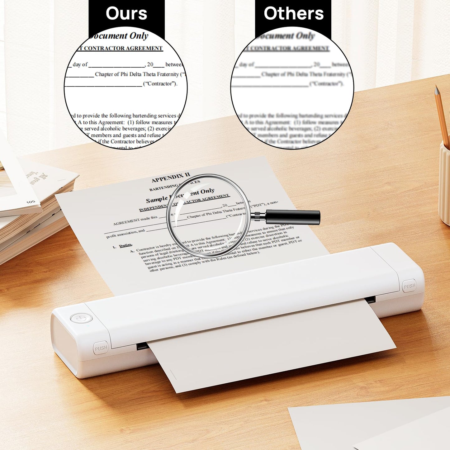 Portable Thermal Printer Wireless Travel, Inkless Printer M08F, Bluetooth Mobile Printer Support 8.5" X 11" US Letter, Tattoo Stencil Printer Compatible with Android and iOS Phone & Laptop