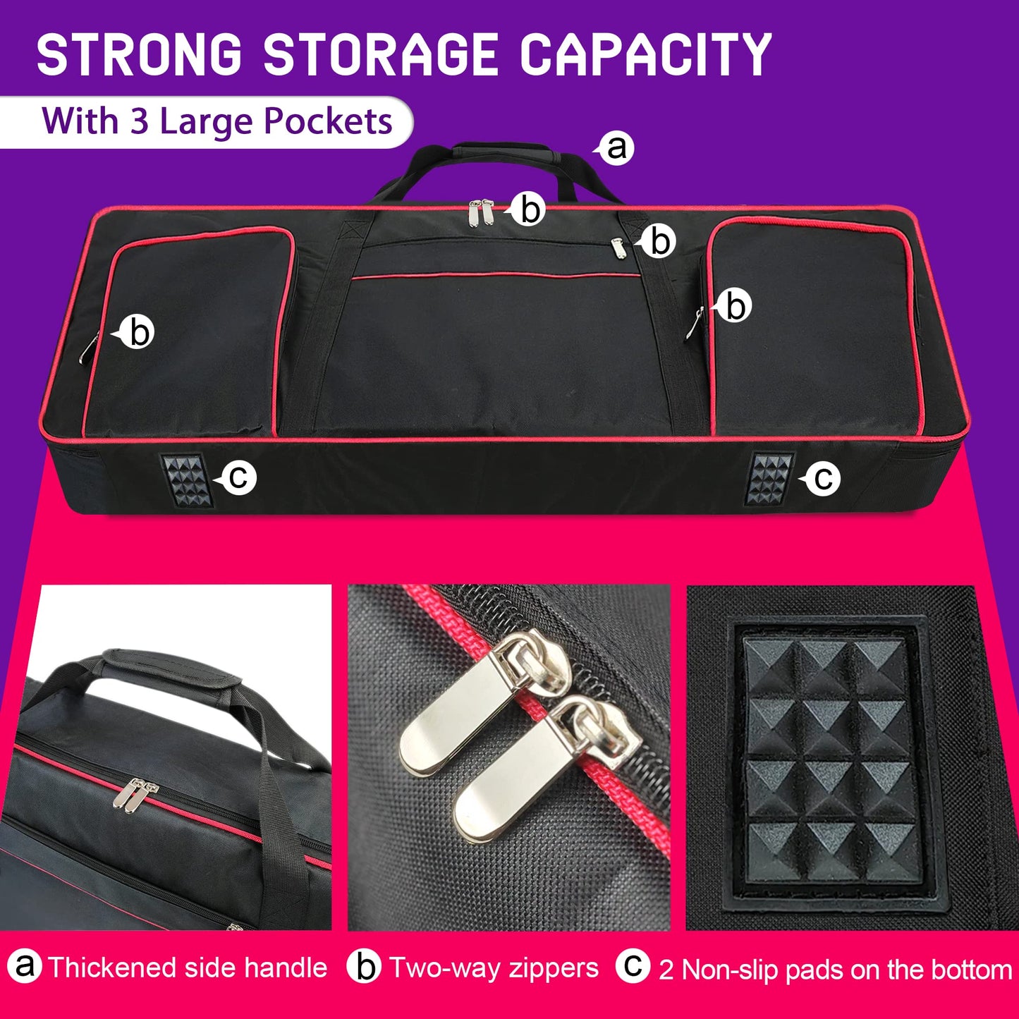 Ruibo 61 Key Keyboard Gig Bag Case,Portable Durable Keyboard Piano Waterproof 600D Oxford Cloth with 10mm Cotton Padded Case Gig Bag 40"x16"x6" / Black+Red
