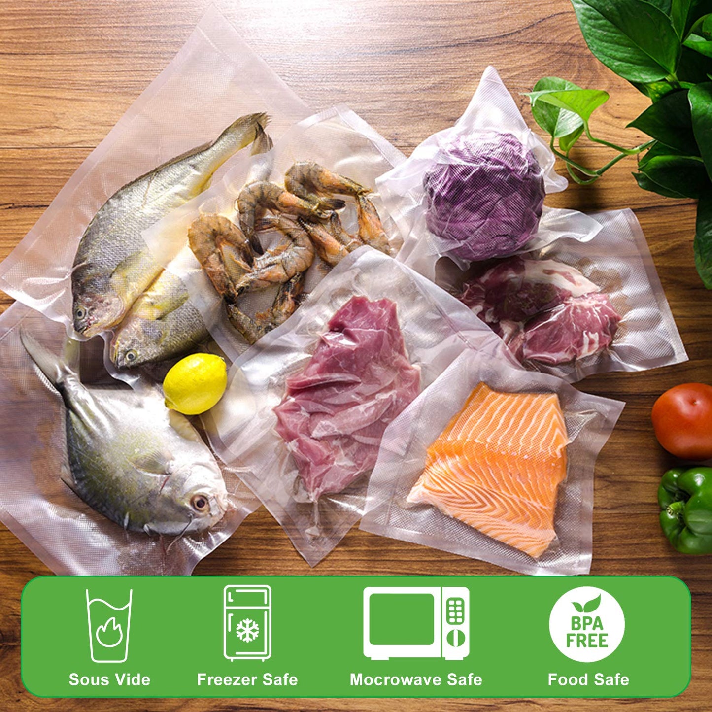 Vacuum Sealer Bags for Food Saver 200 Quart 8x12 Inch Seal a Meal, Commercial Grade, BPA Free, Heavy Duty, Great for Vacuum storage, Meal Prep or Sous Vide