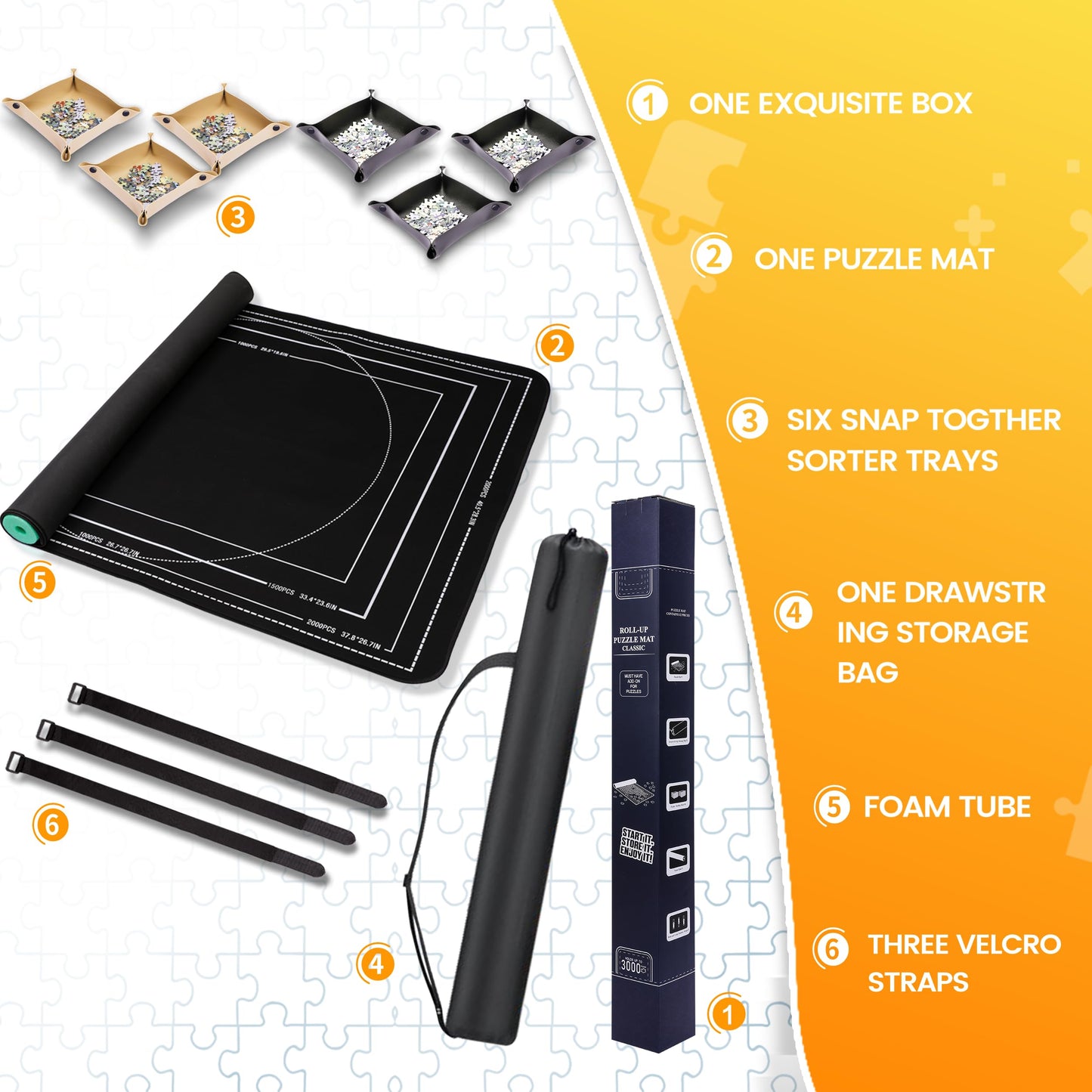 Rubber Jigsaw Puzzle Mat Roll Up 3000 2000 1500 1000 Pieces Folder Sorting Trays Saver Adults Portable Tapis Casse-Tête Morceaux Glue Sheets Sorter Game Mat Board Table Frame Gift
