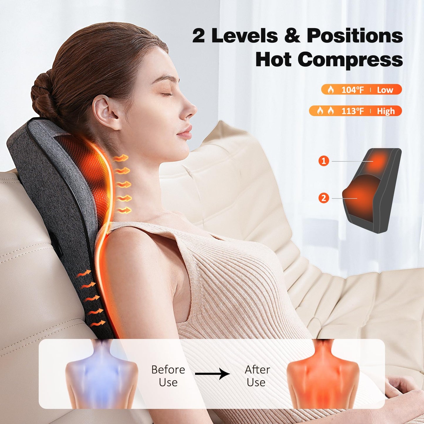 Boriwat Back Massager Neck Massager with Heat, Shiatsu Massage Pillow for Pain Relief, Masseur for Neck, Back, Shoulder and Leg, Gifts for Men Women Mom Dad, Stress Relax at Home and Office