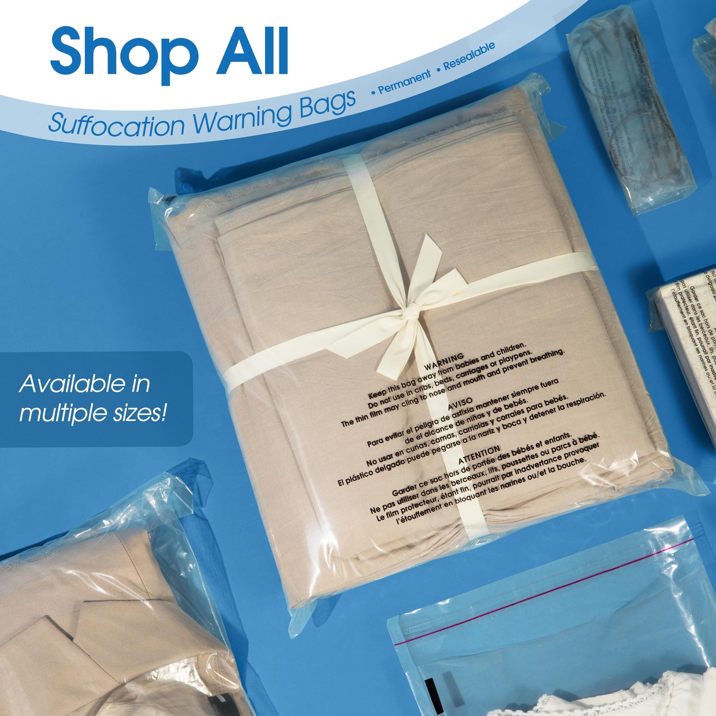 Spartan Industrial - 10" X 13" (1000 Count) Self Seal Clear Poly Bags with Suffocation Warning for Packaging, T Shirts & Shipping - Permanent Adhesive