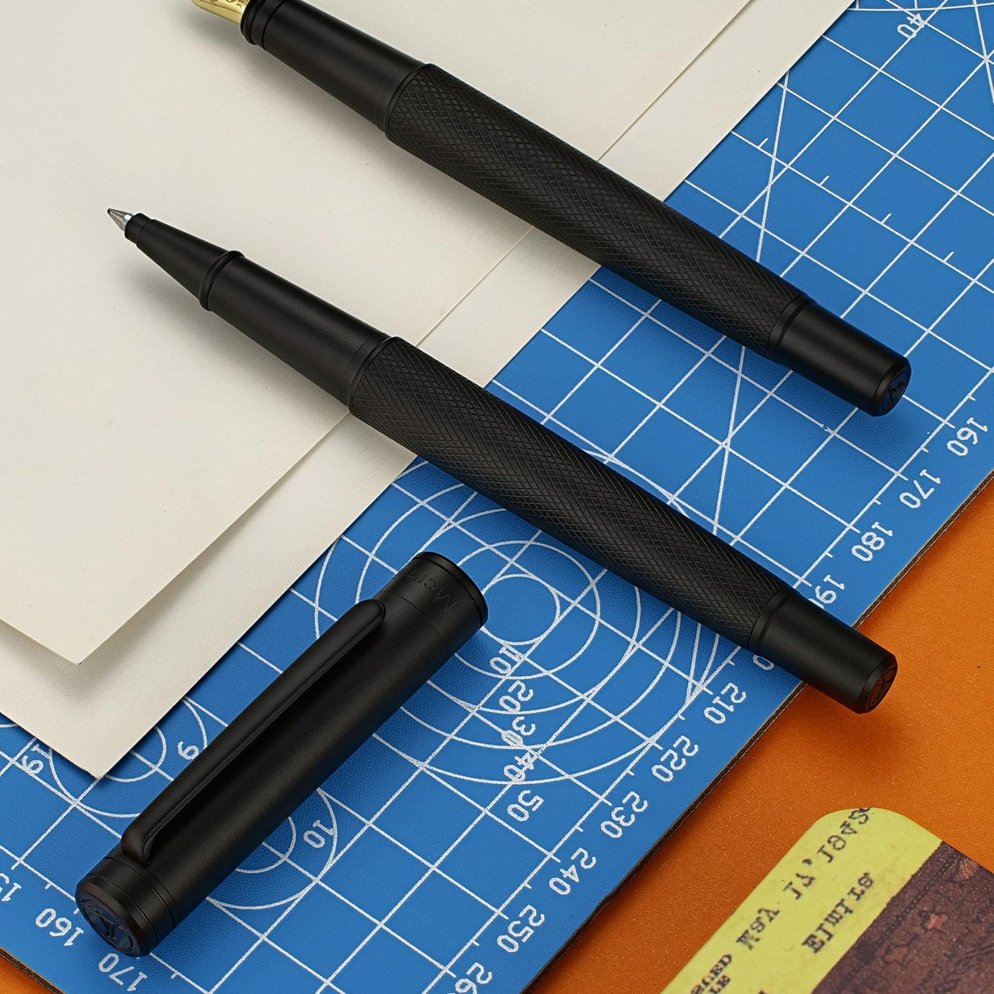 MCNTEIK Luxury Rollerball Pen with Mesh Texture, Schmidt Black Ink Refill, Executive Gift Set for Men&Women, Business Signature Pen, Executive, Office, Nice Fancy Designer Pens, Black