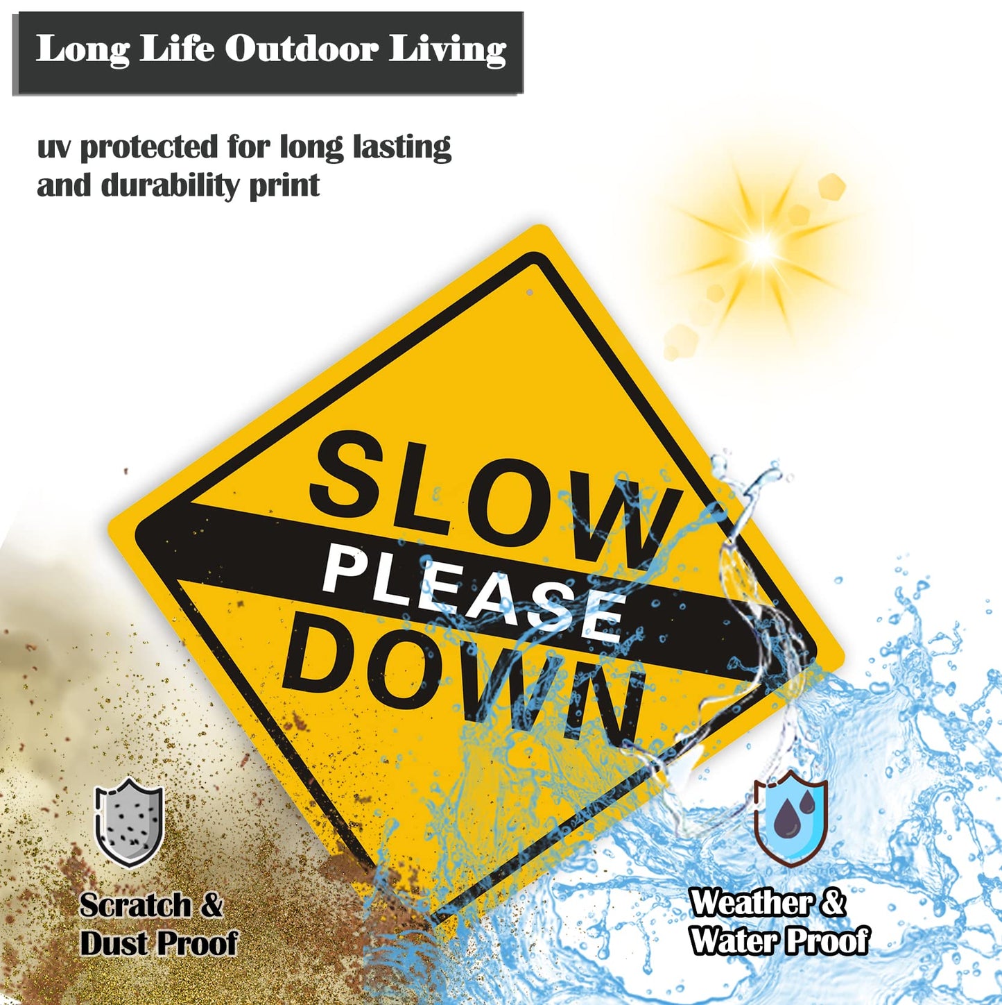 Clotide 4 Pack Please Slow Down Sign. 12 x 12 Inches Reflective Aluminum Sign, Waterproof, Weatherproof, Scratch and UV Resistant. Easy to Mount Indoor or Outdoor use