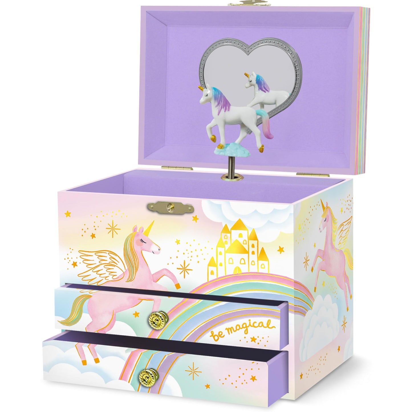 Musical Unicorn Jewelry Box for Girls - Kids Music Box, Unicorn Birthday Gifts for Little Girls, Jewelry Boxes, 6.8 x 5.3 x 6 in - Ages 3-10