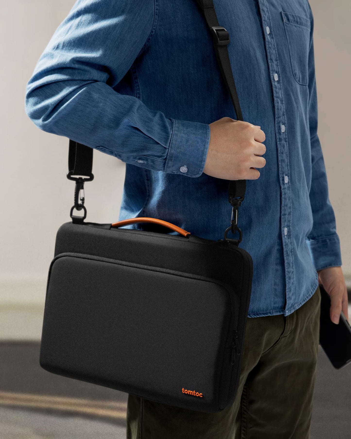 tomtoc 360 Protective Laptop Shoulder Bag for 14-inch MacBook Pro M5 Pro/Max A3426 A3427 2026 M4/M3/M2/M1 Pro/Max A3434, Water-Resistant Carrying Case for 13.5-14.4 Inch Microsoft Surface Laptop 7/6/5