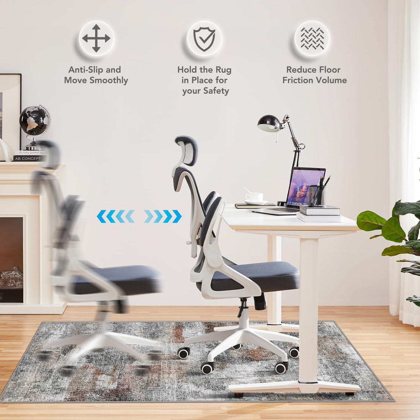 Office Chair Mat for Hardwood Floor&Tile Floor,36"X 48" Heavy Duty Desk Chair Mat for Hard Floors,Under Desk Rug for Rolling Computer Chair,Anti Slip,Low Pile Carpet Floor Protector-Abstract Grey