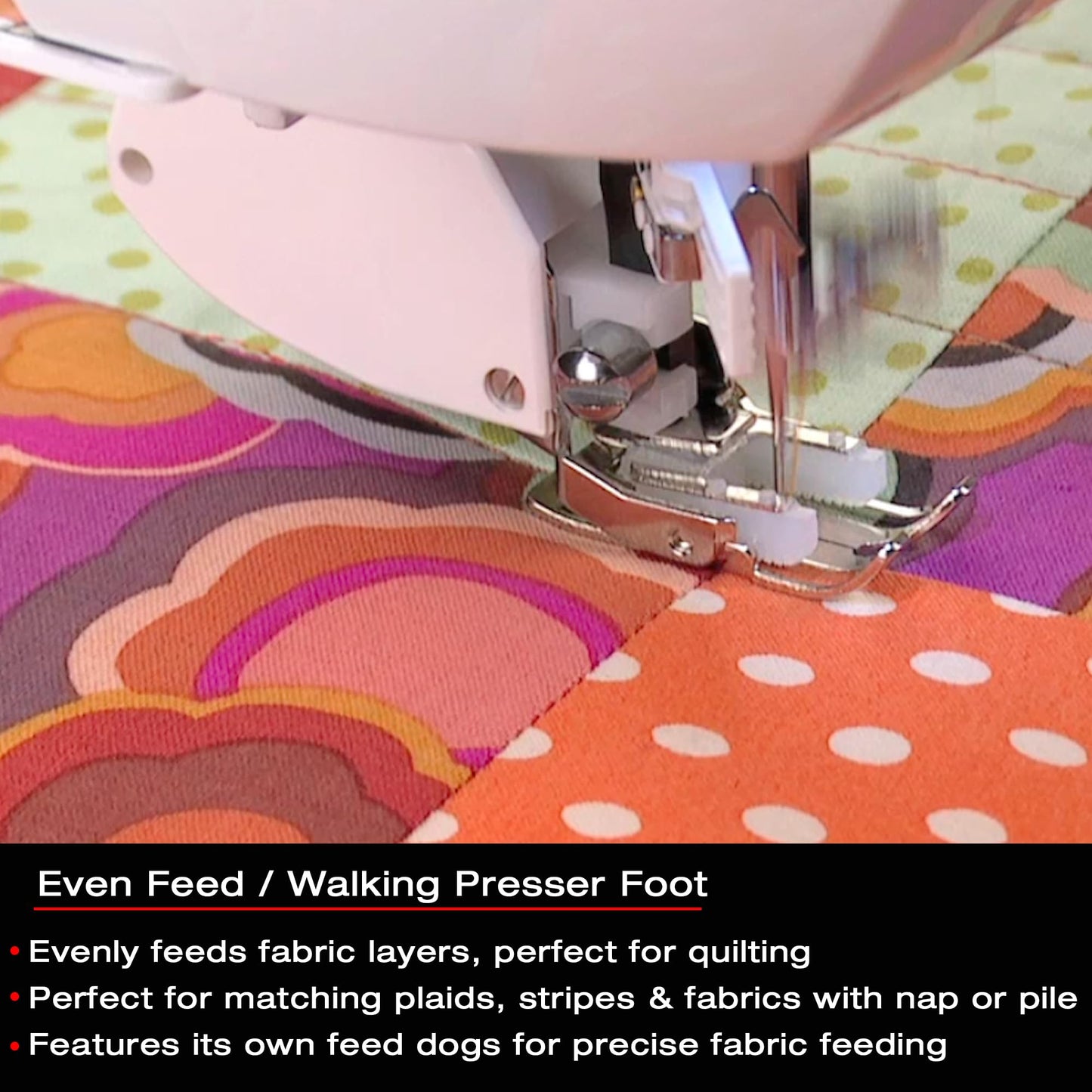 SINGER | Even Feed Walking Presser Foot - Fork, Perfect for Matching Stripes & Plaids, Quilting & Sewing with Pile Fabrics