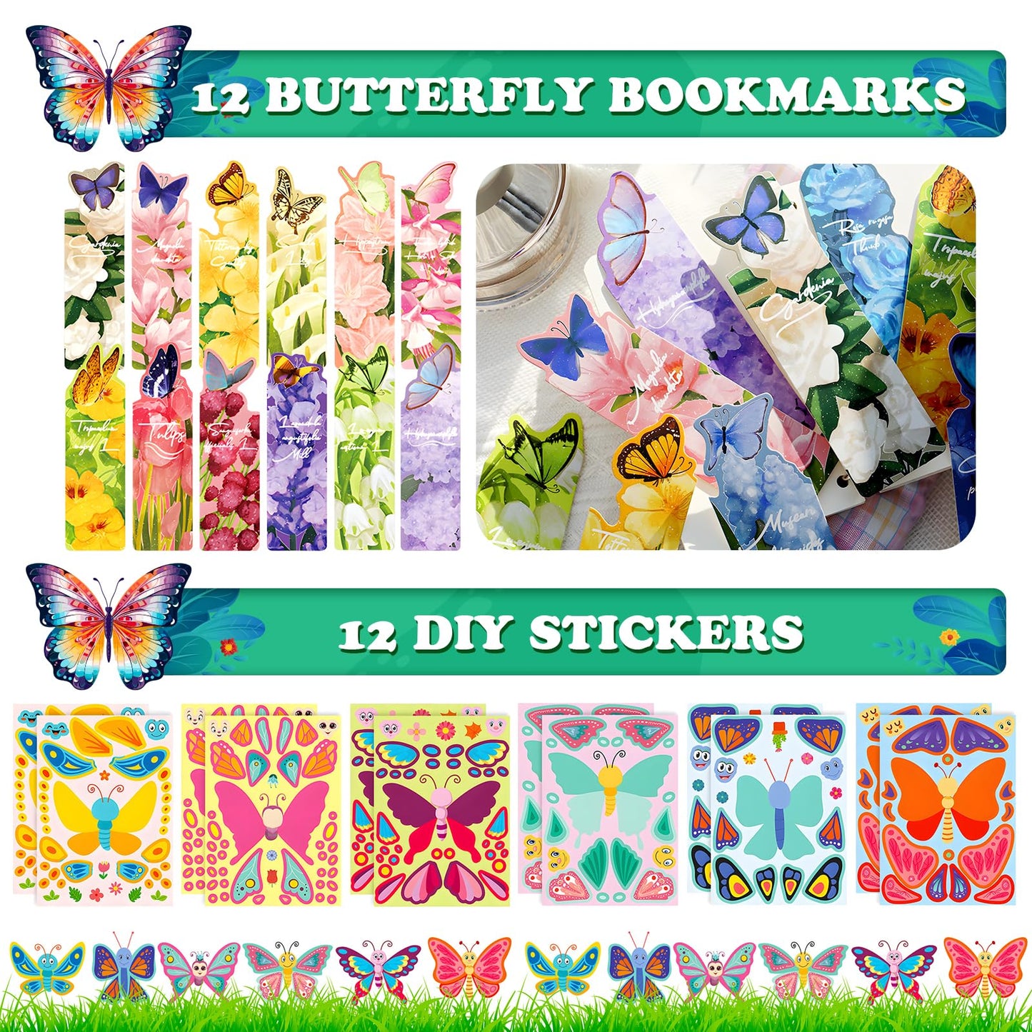 170pcs butterfly party favors Supplies, rulers,Scratch Crafts,Gift Bags,Stickers School Stationery Bulk for Kids Birthday Fill Up the Goodie Bags Prizes Pinata Fillers girl Party Decorations