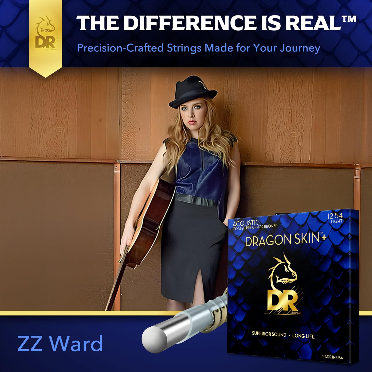 DRAGON SKIN+ - Coated Phosphor Bronze Acoustic Guitar Strings – DAP-12 – Superior Sound with Comfortable Feel & Long Life: Light 12-54