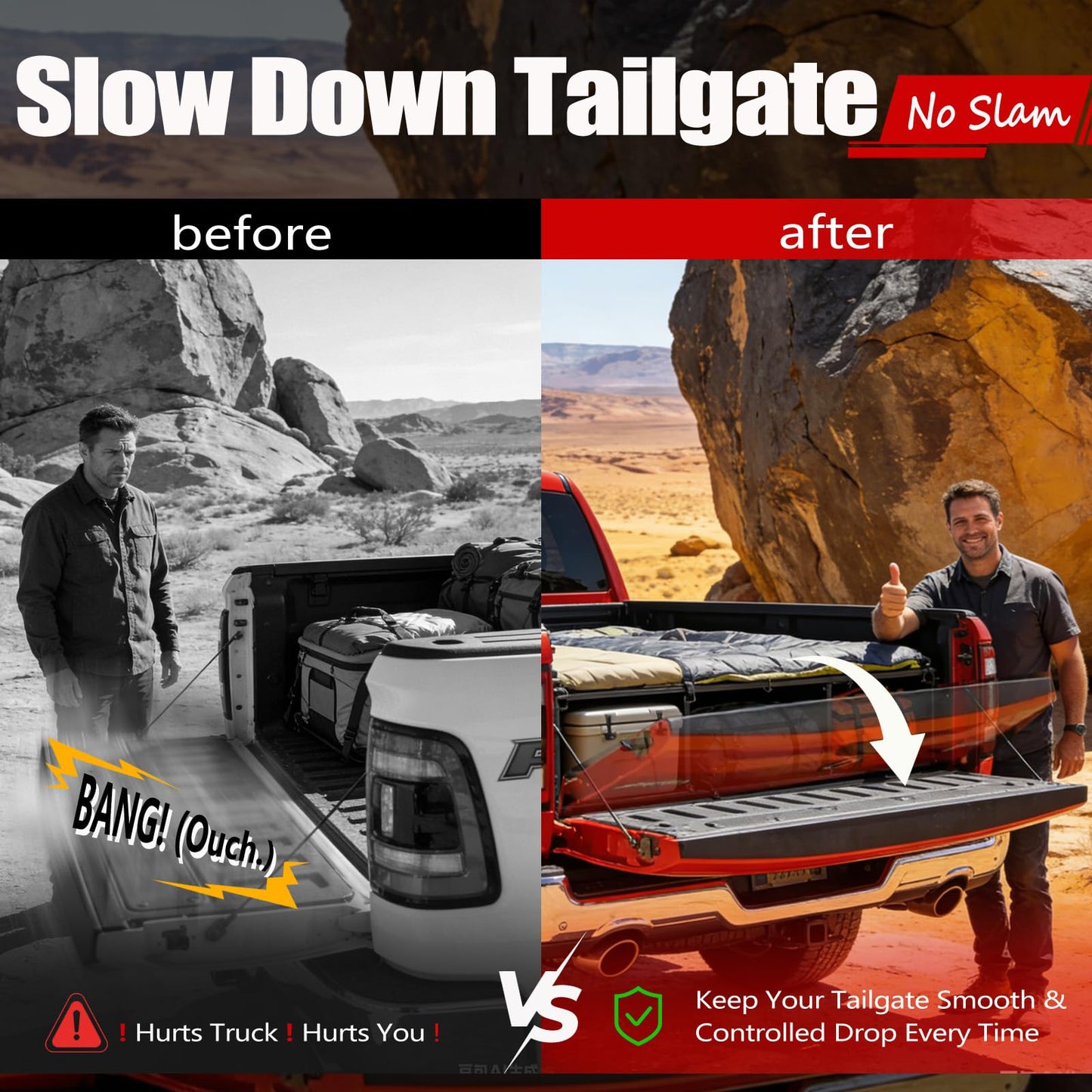 Vepagoo Tailgate Assist Shock for 2009-2018 Ram 1500, 2019-2024 Ram 1500 Classic, 2010-2025 Ram 2500 3500, Truck Tailgate Lift Assist 43301 Black