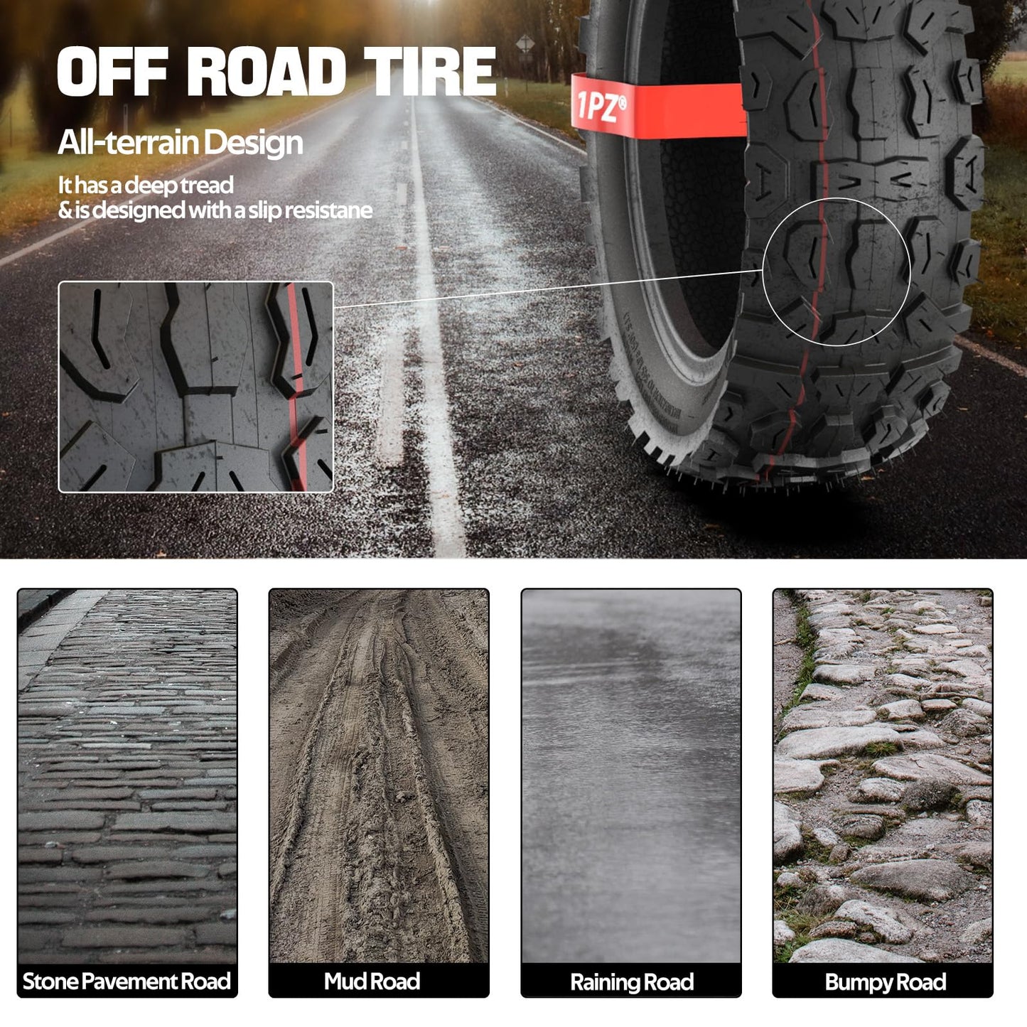 1PZ ESD-TA1 10 Inch Inner Tube and Tire 10x3.0 Off Road City Road Tire Inner Tube set Replacement for Electric Scooter