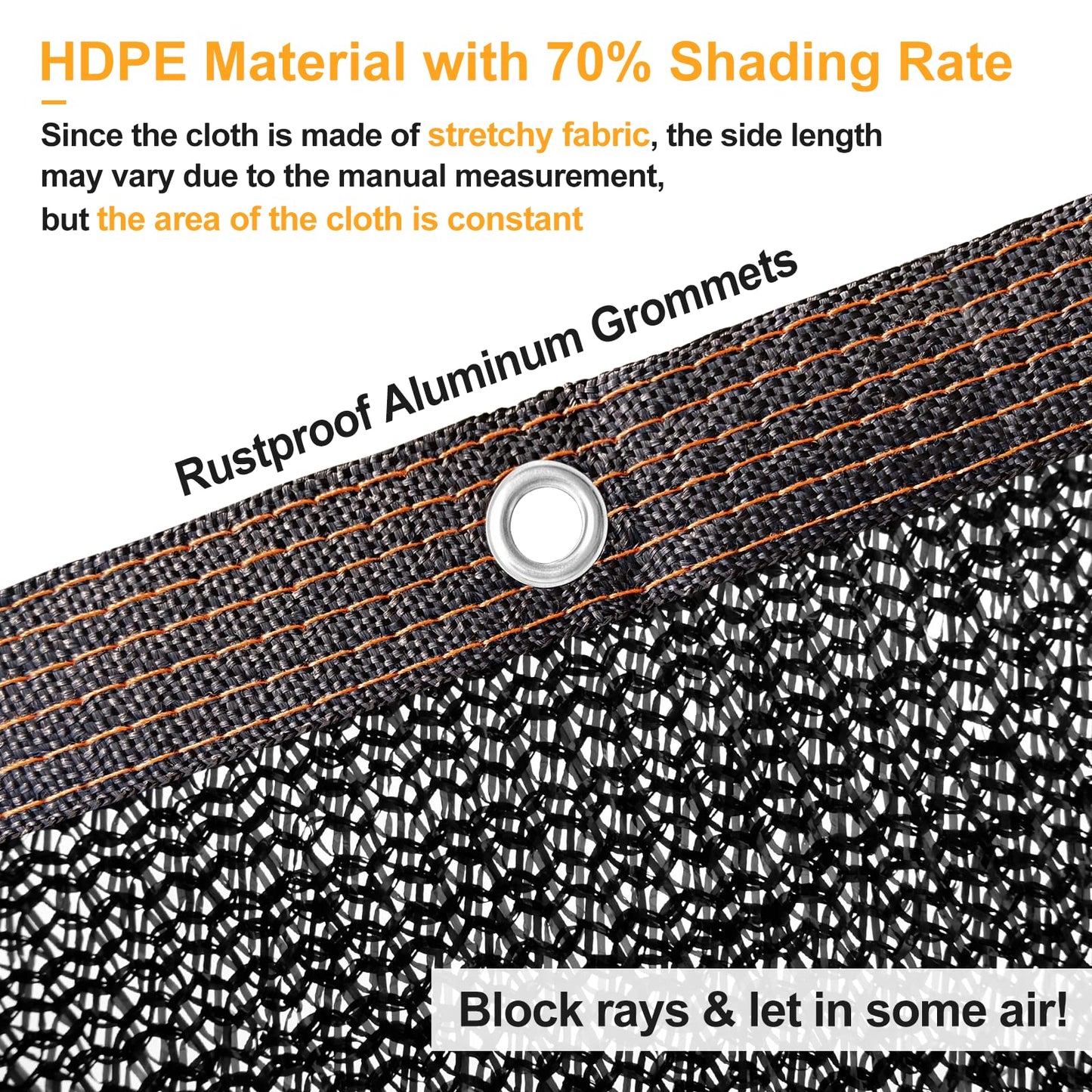 UCINNOVATE Shade Cloth 70% Sunblock Shade Net 10ft x 20ft Greenhouse Cover，UV Resistant Shade Netting Fabric Net Mesh with Grommets for Garden Patio Lawn Flower Plant Outdoor Parking Yard or Kennel