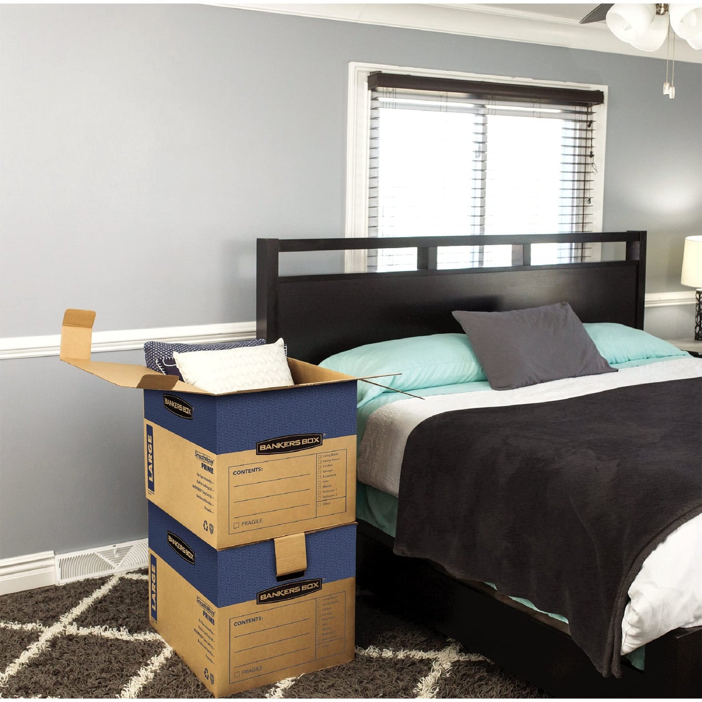 Bankers Box SmoothMove Prime Moving Boxes, Tape-Free and Fast-Fold Assembly, Large, 24 x 18 x 18 Inches, 6 Pack (0062905)