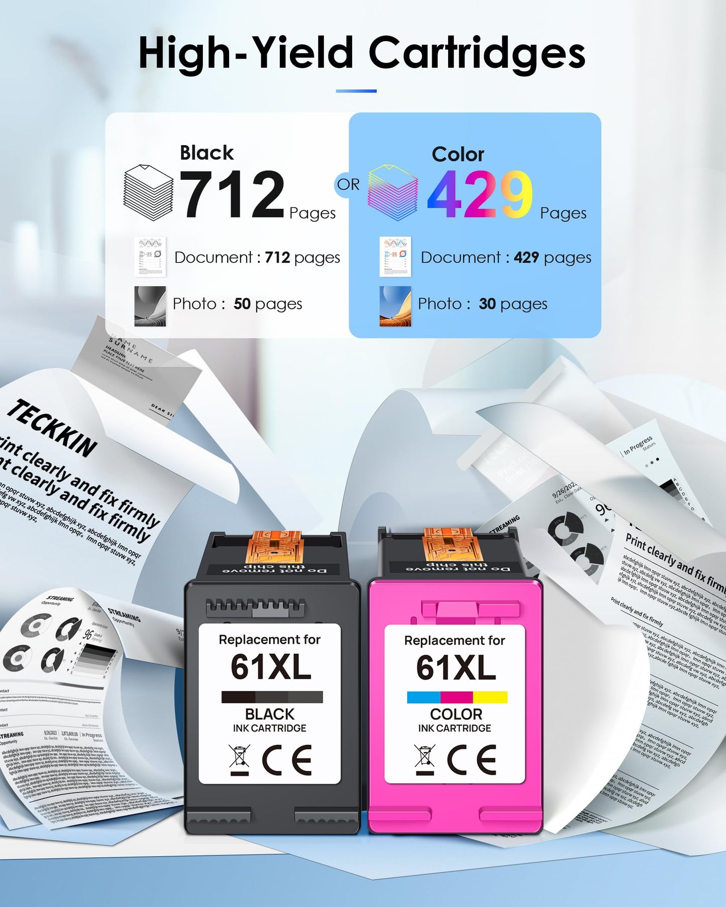 61XL Ink Cartridge Compatible for HP 61 Ink Cartridge Black Colour for HP 61 Printer Ink 61XL Fit for Envy 4500 5530 4501 4502 DeskJet 1000 1010 1050 1510 2050 2510 2540 OfficeJet 2620 4630 Printer