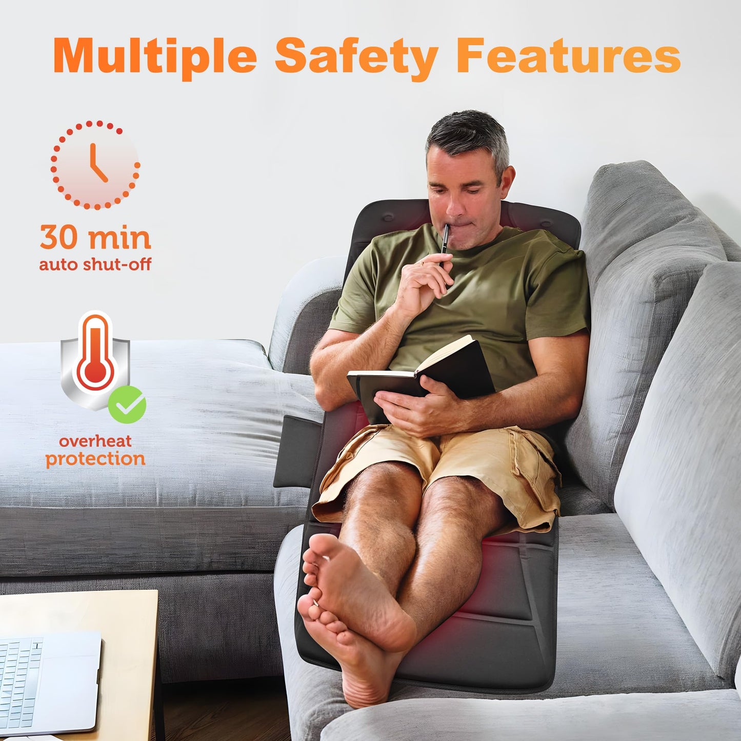 CILI Full Body Massage Mat, Back Massager Chair Pad,10 Vibration Motors & 5 Massage Modes for Recliner, Sofa, Bed,Massage Mattress Pad for Back, with Auto Shut Off, Gifts for Men,Women