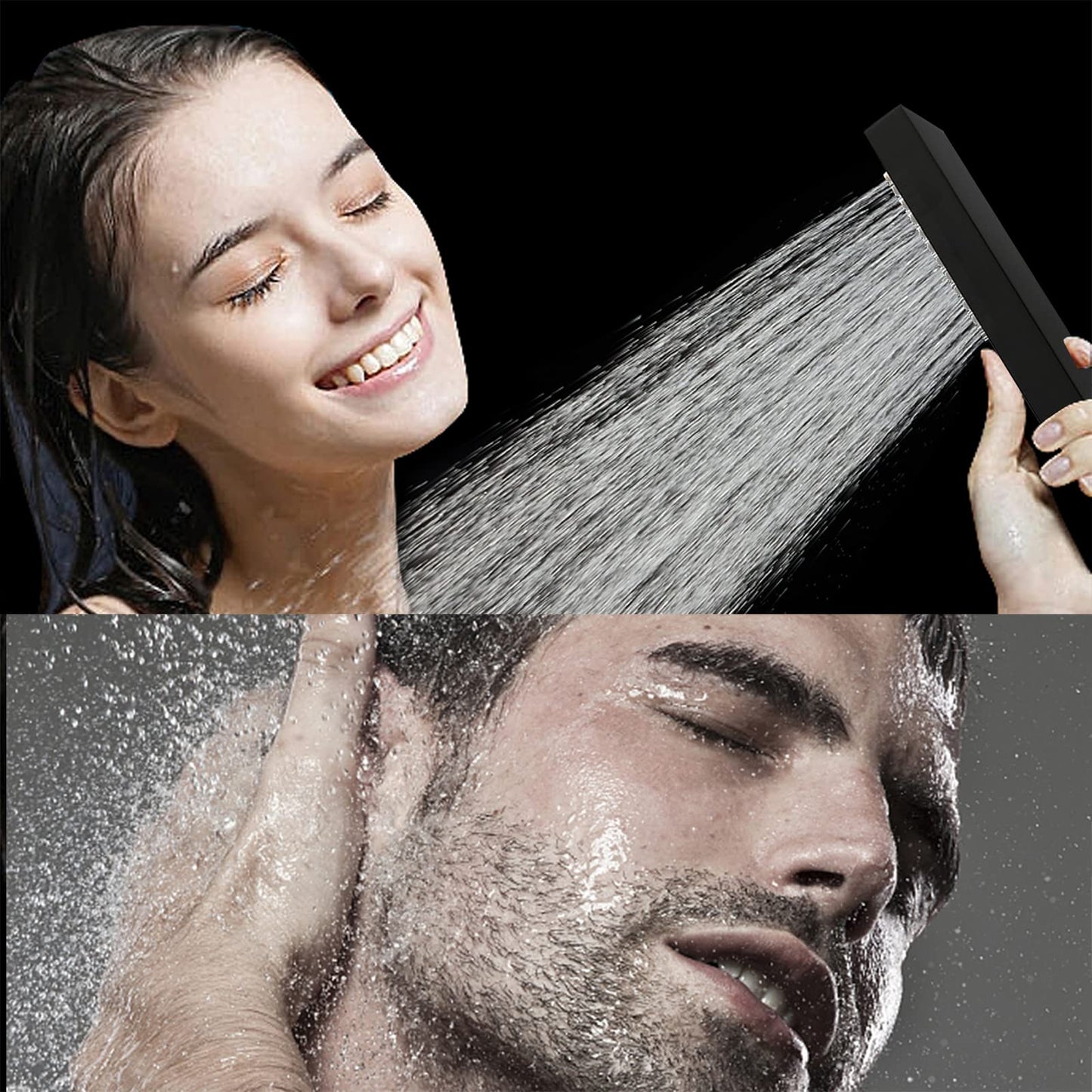 ENGA Solid Brass Handheld Shower Head, High Pressure Hand Held Shower Wand with Adjustable Wall Connector Shower Holder and 59" Hose Set, Matte Black
