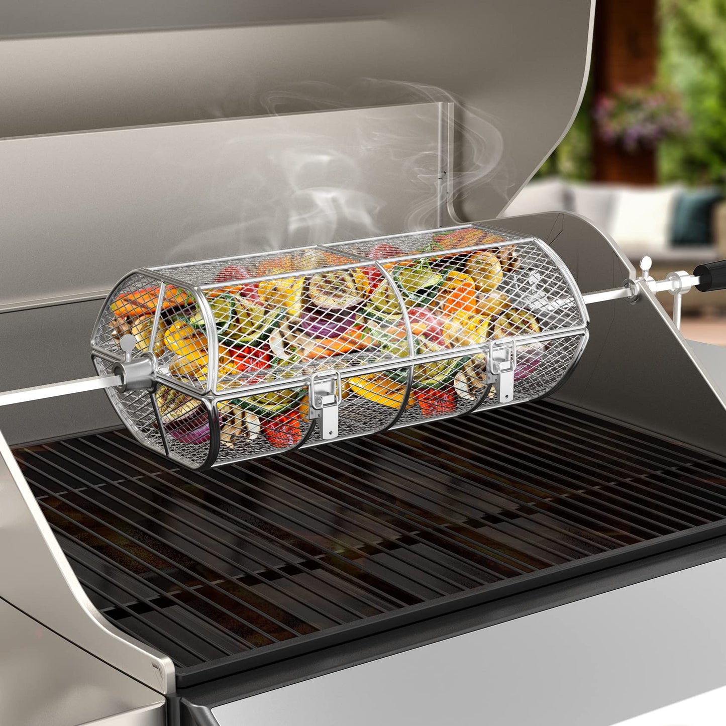 Onlyfire Universal Rotisserie Grill Peanut Beans French Fries Basket Fits for Any Gas Grill
