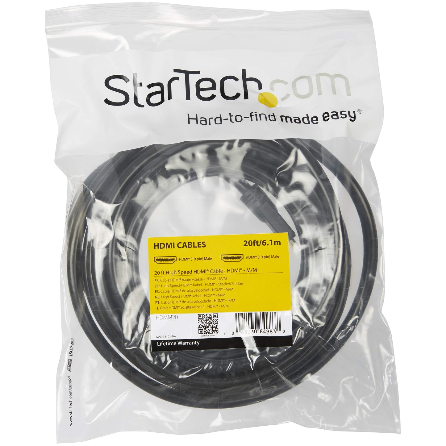 StarTech.com HDMM20 20 ft High Speed HDMI Cable - Ultra HD 4k x 2k HDMI Cable - HDMI to HDMI M/M - 20ft HDMI 1.4 Cable - Audio/Video Gold-Plated