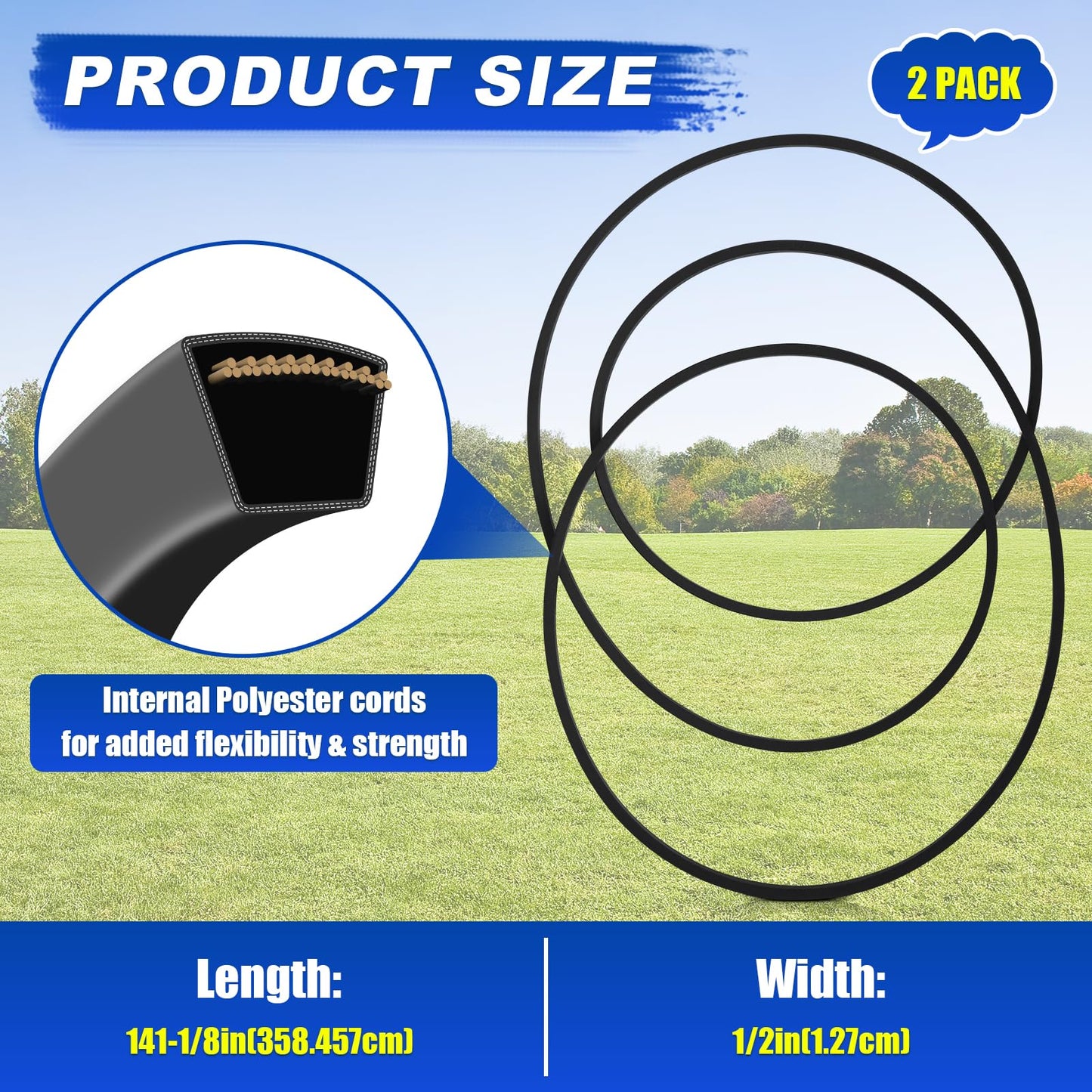 2Pack Upgrade 48 Inch GX21833 Mower Deck Drive Belt Replacement Compatible with John Deere L120 L130 145 D140 LA145 LA130 D150 D160 LA165 LA155 X165 GX20571 Fit Stens 265-238 -Dpwrrot