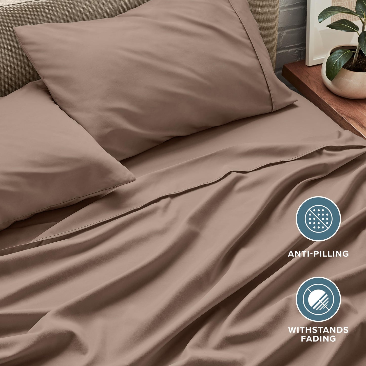 Bare Home King Sheet Set - 1800 Ultra-Soft Microfiber King Bed Sheets - Double Brushed - King Sheets Set - Deep Pocket - Bedding Sheets & Pillowcases (King, Taupe)