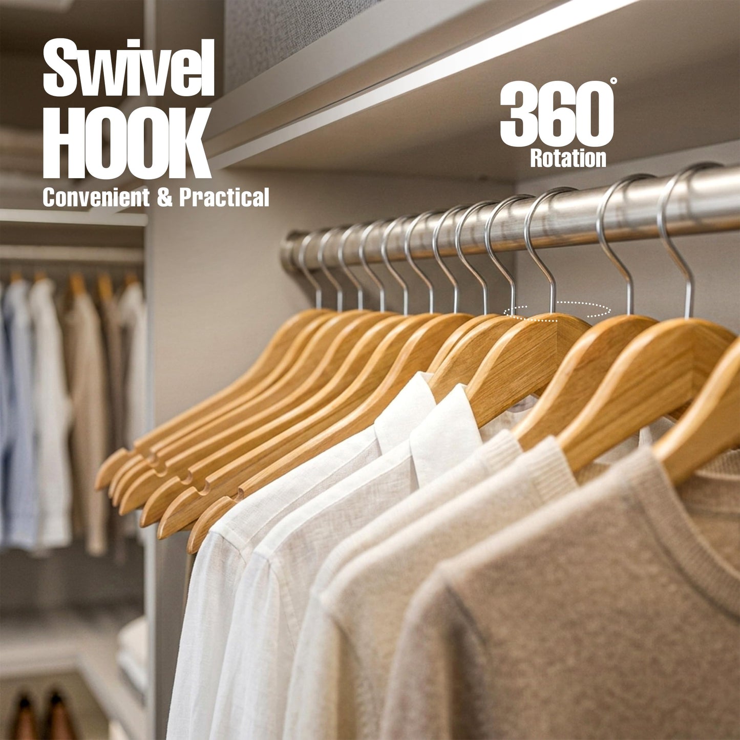 Utopia Home Premium Wooden Hangers 30 Pack - Heavy Duty & Durable Coat Hanger - Wood Hanger with 360-Degree Rotatable Hook - Clothes Hangers with Non-Slip Shoulder Notches For Shirts & Coats (Natural)